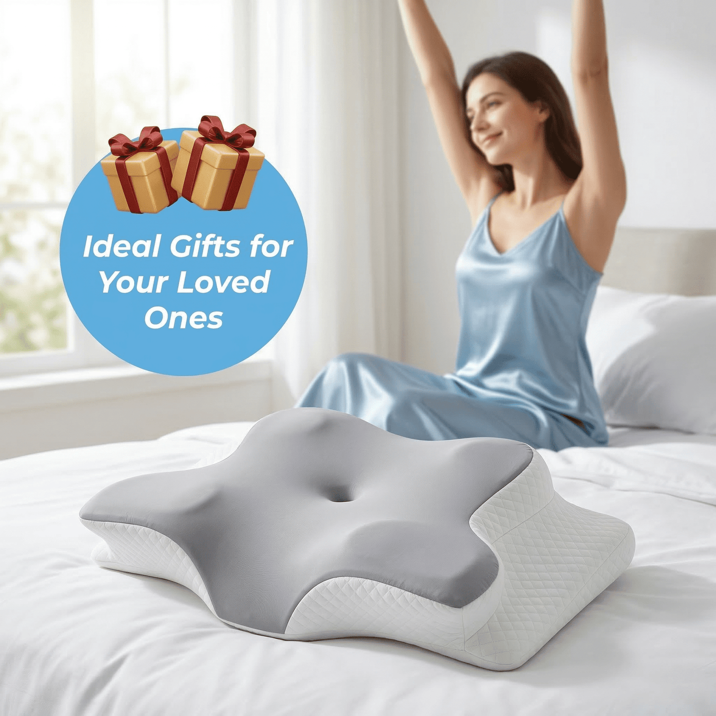 Ergonomic Memory Foam Memory Foam Contour Pillows - Neck Pain Relief, Orthopedic Cervical, Breathable Washable Cover - Orthopedic Shredded Foam Bed Pillow Set Detail