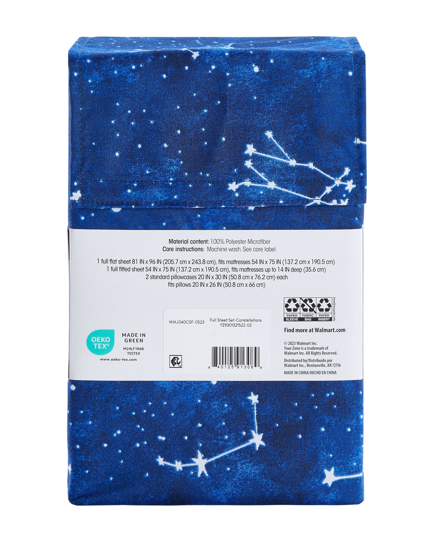 Wrinkle-Resistant Kids Soft Microfiber Sheet Set, Navy Blue Stars, Full, 4 Pieces, Easy Care - Premium Ultra-Soft Pillowcase Pair for Sleeping Detail