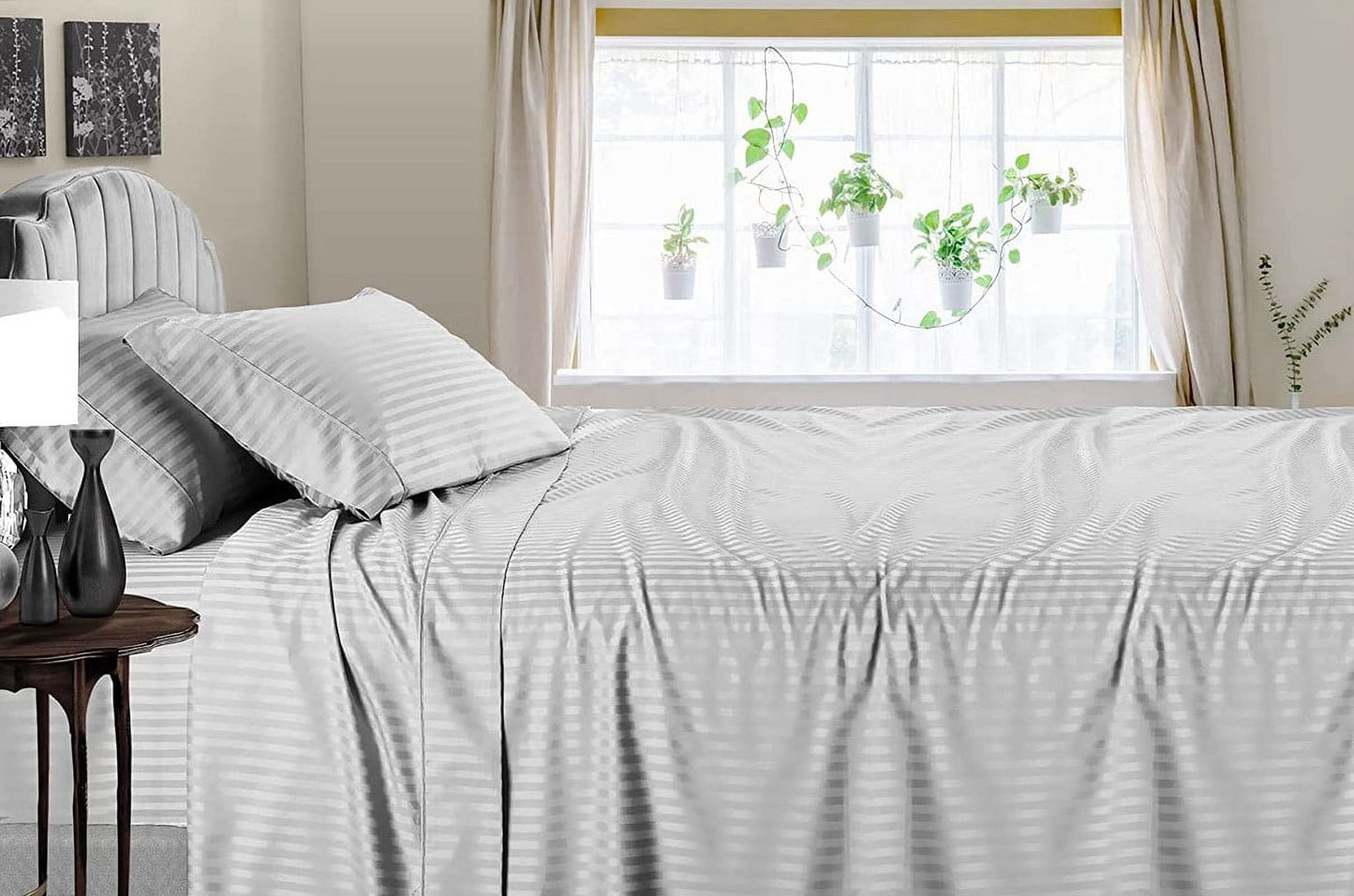 Premium Egyptian Cotton 4 Piece 100% Egyptian Cotton Bed Sheets Set - Luxury Soft & Sheets - Deep Pocket of 16" Inch - Hotel Style Silky Bedd... - Luxury Bed Sheet Set with Deep Pockets Detail