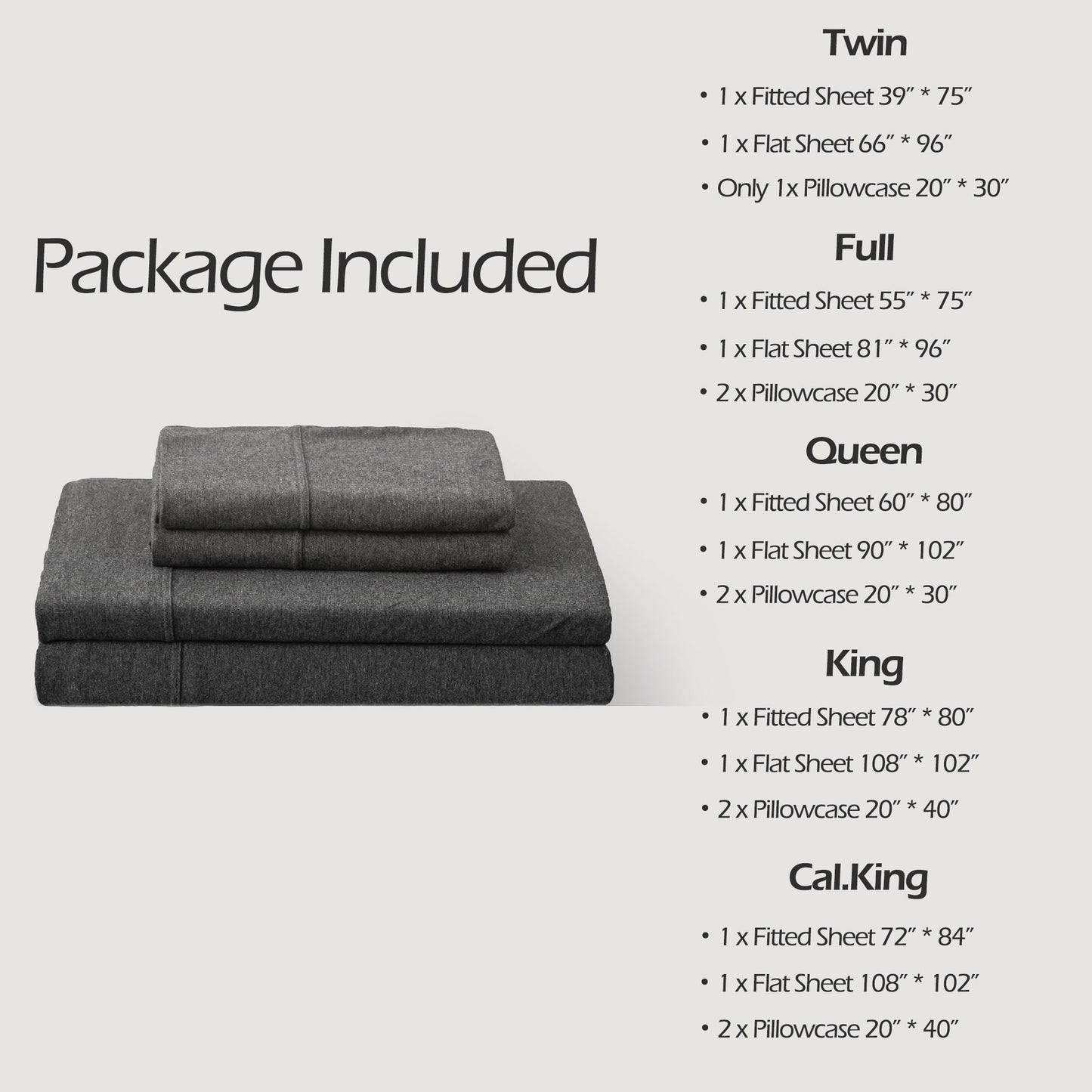 Ultra-Soft 100% Cotton Jersey Knit 4pc Bed Sheet Set Extra Deep Pocket up to 20" Charcoal Gray Queen - Breathable Egyptian Cotton Flat & Fitted Sheets Detail