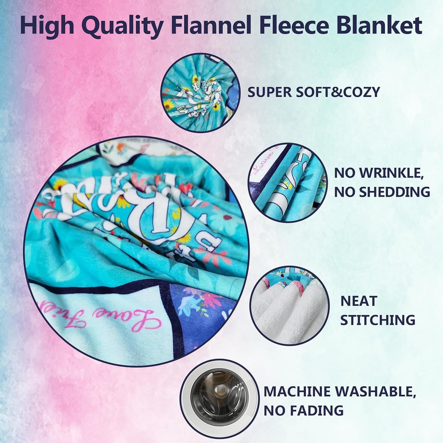 Decorative Knitted Sister Gifts Blanket for Birthday, Mother's Day, Christmas - Big Sister Gift Ideas - Super Soft Reversible Sherpa Flannel Blanket Detail