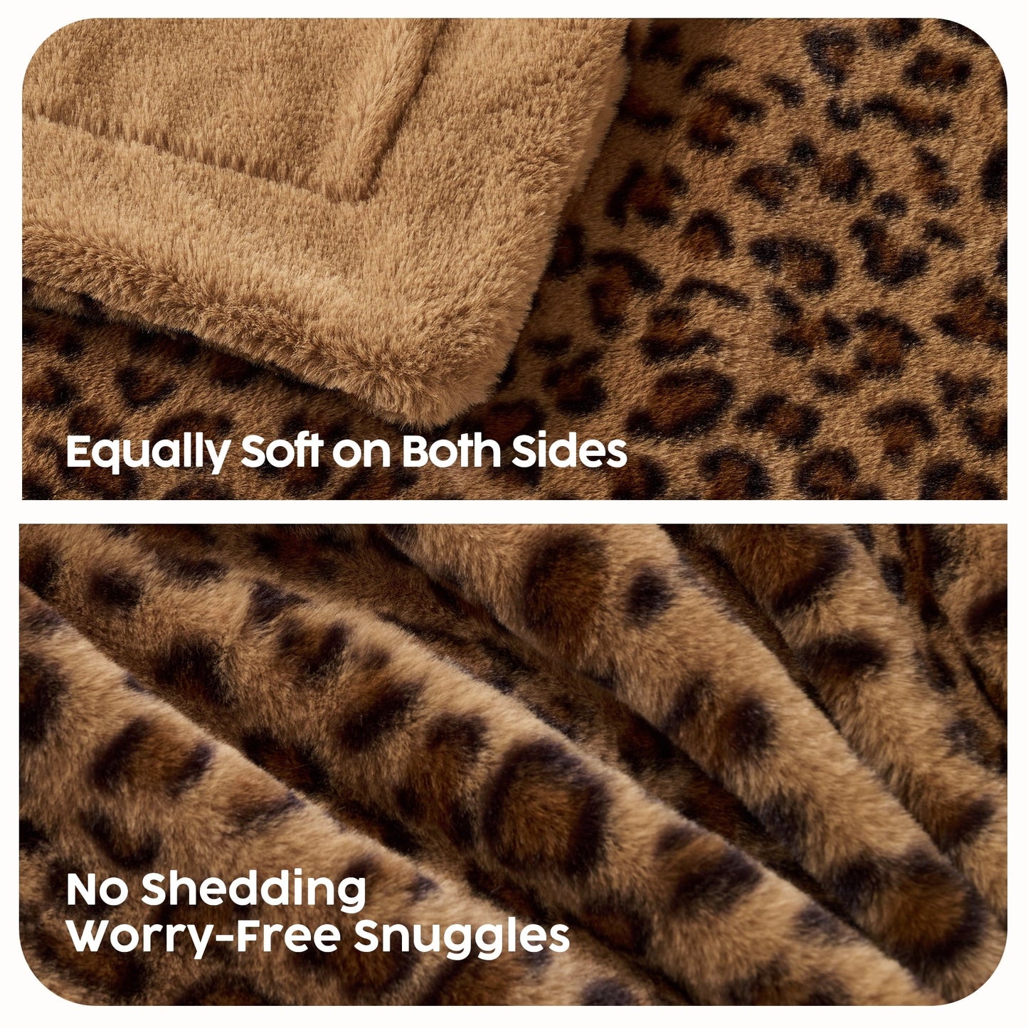 Lightweight Warm Leopard Print Throw Blanket Soft Cozy Fluffy Plush Cheetah Print Blanket for Home Decor,50"x60",Brown - Luxury Knitted Decorative Throw Blanket with Fringes Detail