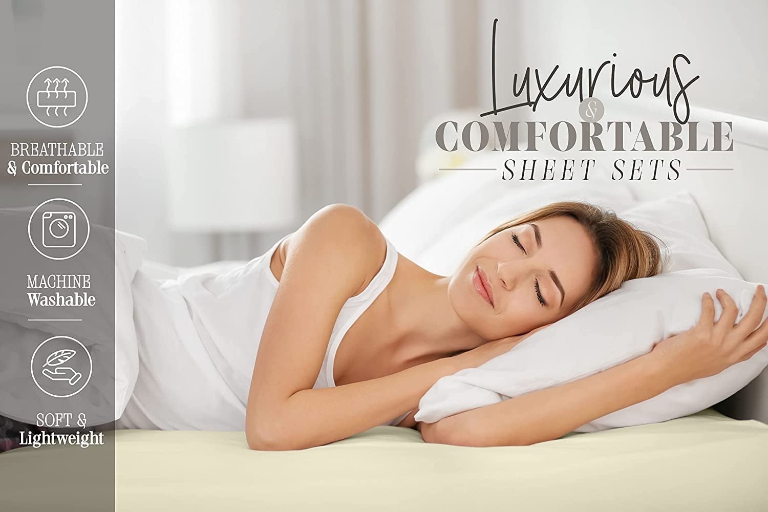 Cooling Sateen 4-Piece Microfiber Bed Sheet Set, Soft & Breathable, Wrinkle & Fade Resistant, Deep Pocket, Queen, Navy Blue - Luxury Bed Sheet Set with Deep Pockets Detail
