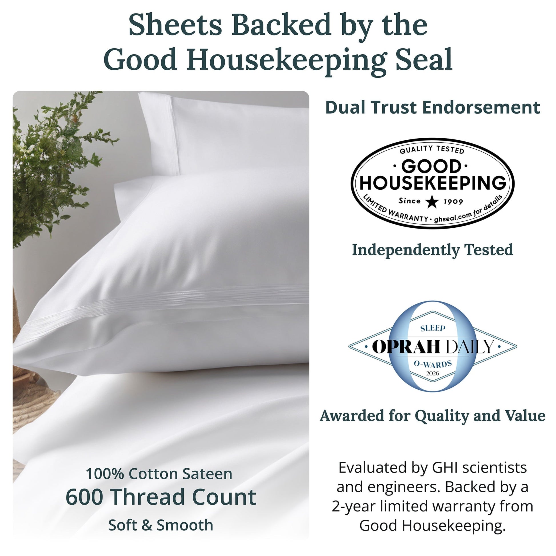 Breathable Luxury 100% Cotton Queen Sheets Set - 600 Thread Count 100% Cotton Sheets Queen, Sateen Deep Pocket Adult/Teen 4 Piece Bed Sh - Luxury Bed Sheet Set with Deep Pockets Detail