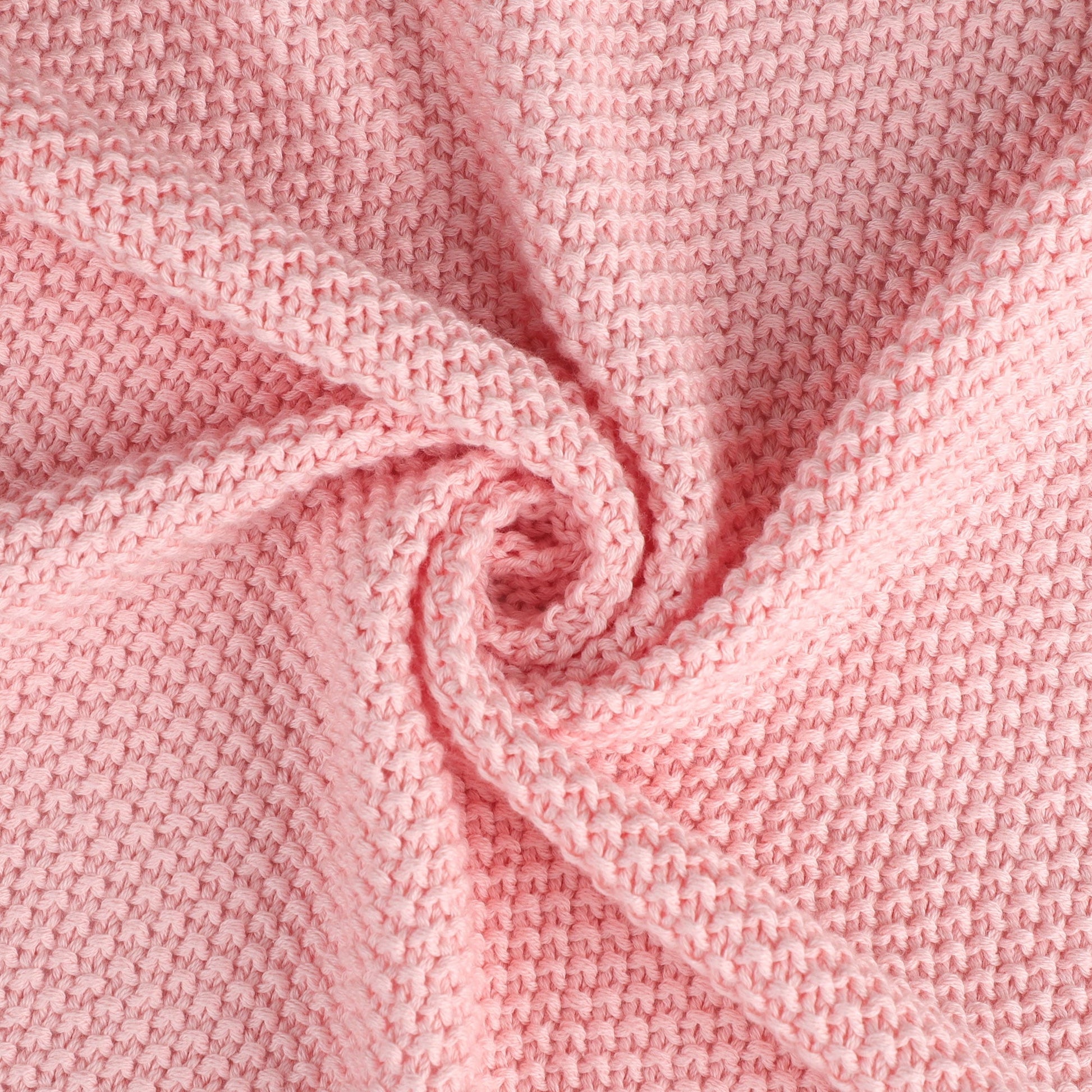 Reversible Sherpa Pure Cotton Soft Cable Knit Throw Blanket Pink 50" x 70" - Luxury Knitted Decorative Throw Blanket with Fringes Detail