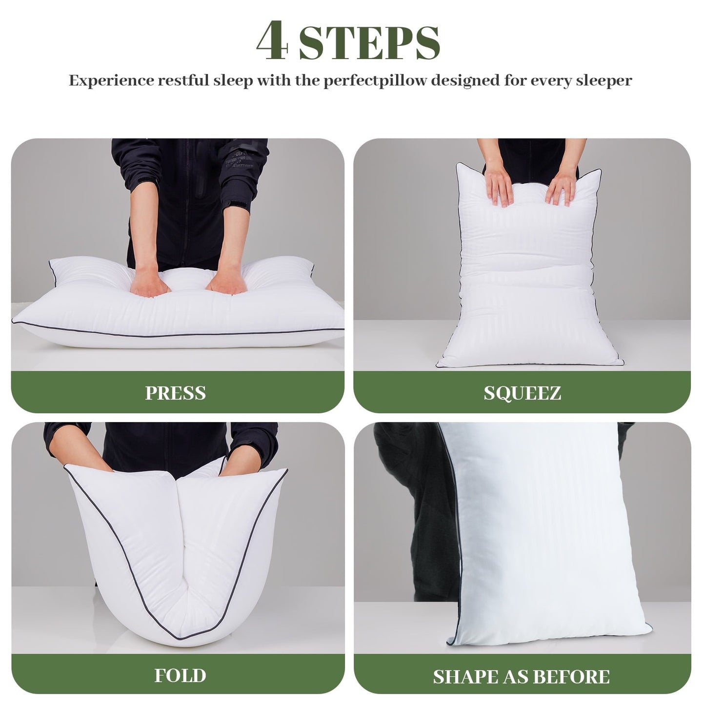 Decorative Plump Pillows Standard Size Set of 2, Hotel Quality, Down Alternative Gusseted Bed Pillows for Side, Back, And Stomach Slee... - Ergonomic Memory Foam Pillow for Neck Pain Support Detail