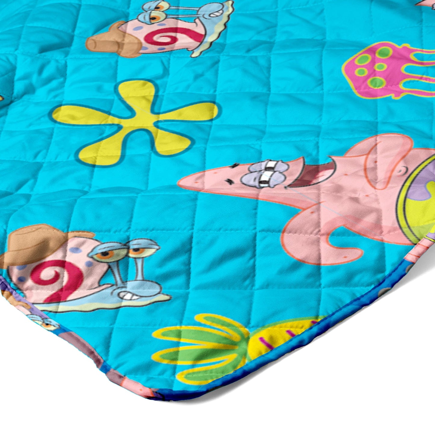 Super Soft Flannel Spongebob Tropical Waltz Quilted Throw Blanket 60x80 inches, Kids Character Bedding - Lightweight Plush Warm Blanket for All Seasons Detail