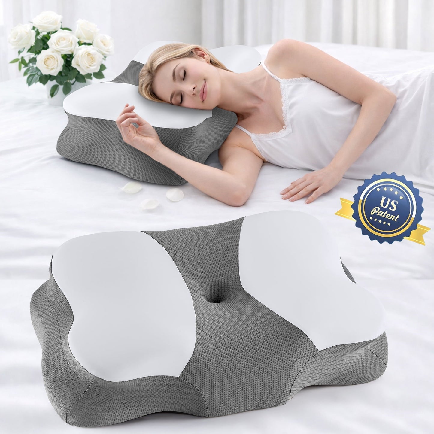 Fluffy Shredded Memory Foam Cervical Pillow for Sleeping Support - Orthopedic Bed Pillow for Neck, Shoulder Pain Relief, Adults, Side... - Orthopedic Shredded Foam Bed Pillow Set Detail