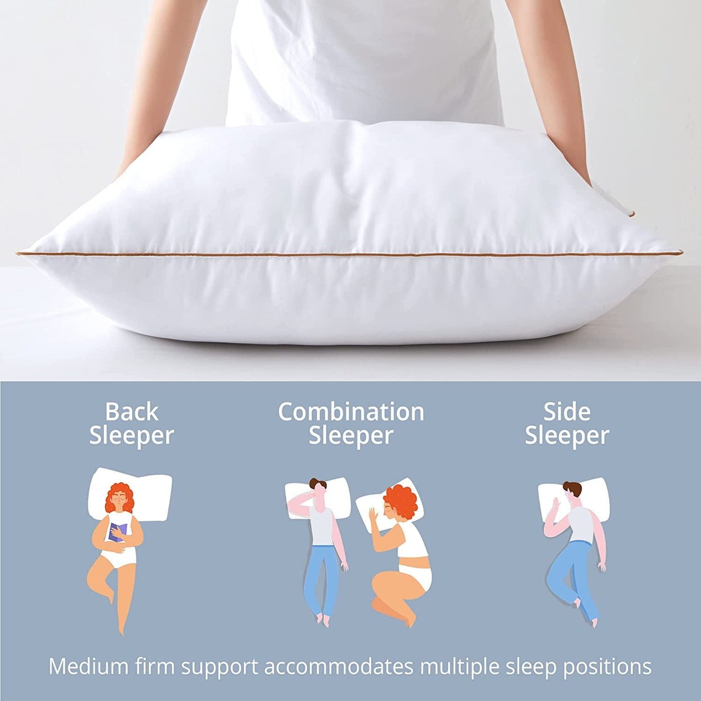 Hotel Collection Down Feather Pillows for Bed 20 x 30 Inches Queen Size Set of 2, Medium Firm Luxury Cooling Hotel Collection Feather ... - Ergonomic Memory Foam Pillow for Neck Pain Support Detail
