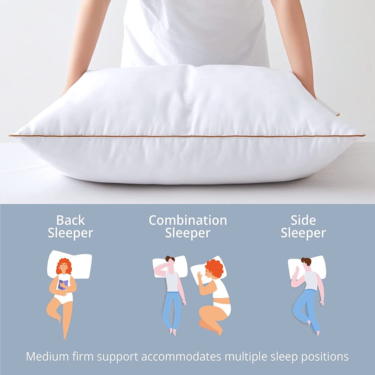 Hotel Collection Down Feather Pillows for Bed 20 x 30 Inches Queen Size Set of 2, Medium Firm Luxury Cooling Hotel Collection Feather ... - Ergonomic Memory Foam Pillow for Neck Pain Support Detail