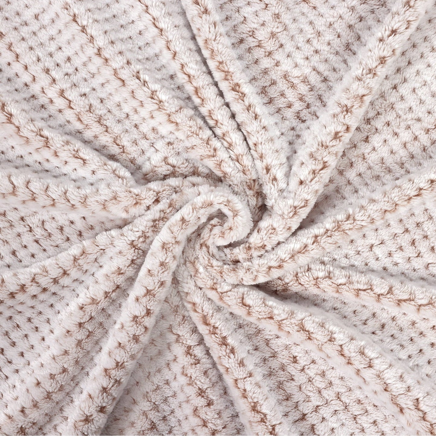 Cozy Fleece Waffle Textured Mixed Camel Fleece Blanket, Super Soft and Warm 50"x70" Throw Blanket for Couch, Cozy, Fuzzy and Ligh... - Super Soft Reversible Sherpa Flannel Blanket Detail