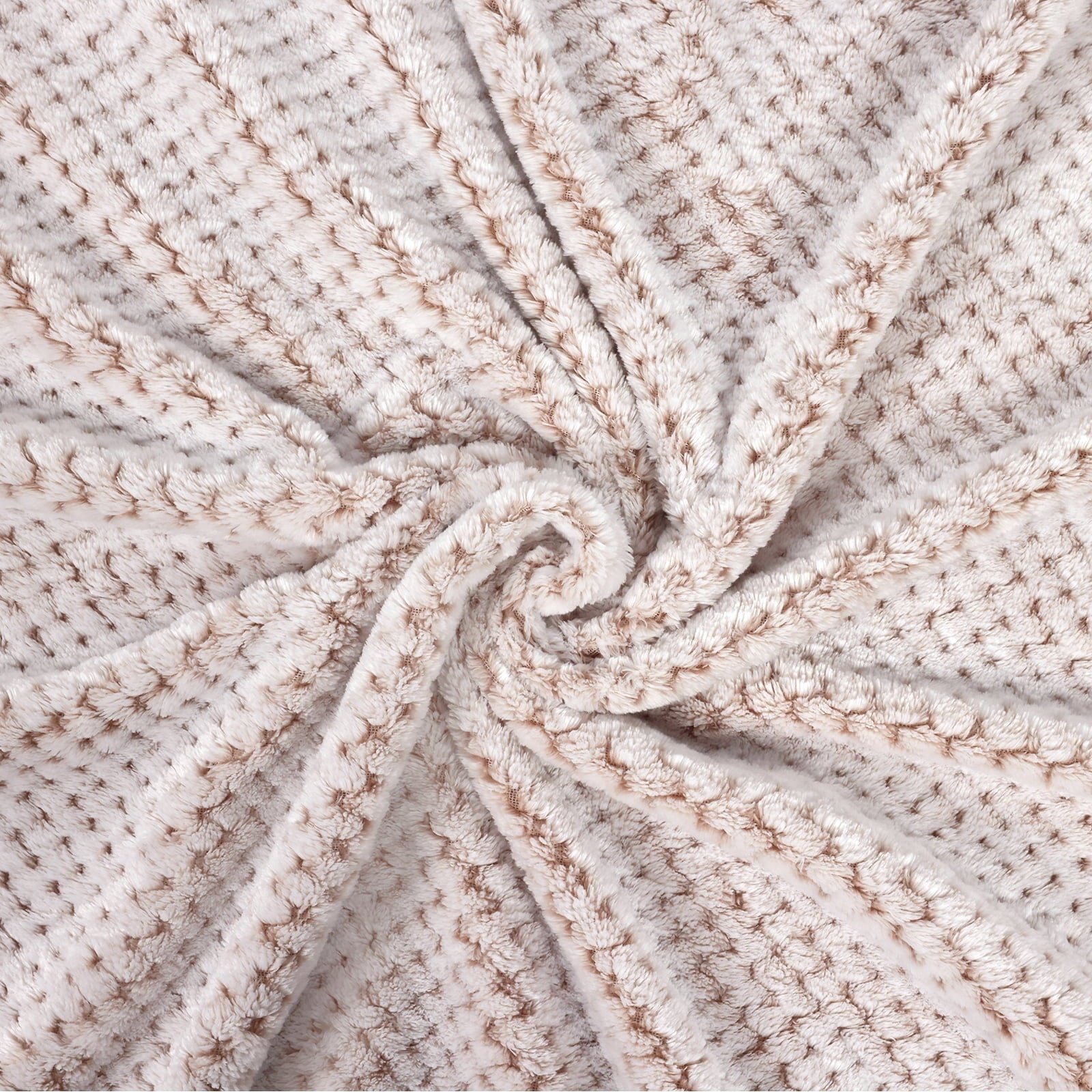 Cozy Fleece Waffle Textured Mixed Camel Fleece Blanket, Super Soft and Warm 50"x70" Throw Blanket for Couch, Cozy, Fuzzy and Ligh... - Super Soft Reversible Sherpa Flannel Blanket Detail