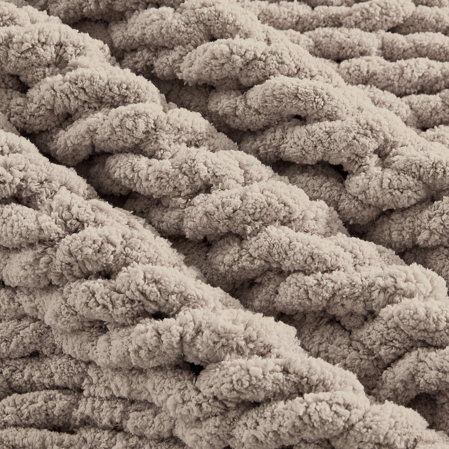 Super Soft Flannel Chunky Knit Throw Blanket Handmade Soft Throws for Couch Sofa Bed, 50" x 60" Taupe - Super Soft Reversible Sherpa Flannel Blanket Detail