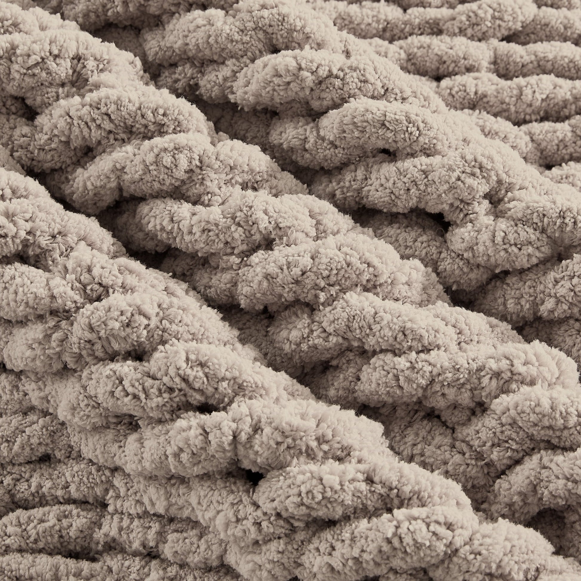 Super Soft Flannel Chunky Knit Throw Blanket Handmade Soft Throws for Couch Sofa Bed, 50" x 60" Taupe - Super Soft Reversible Sherpa Flannel Blanket Detail