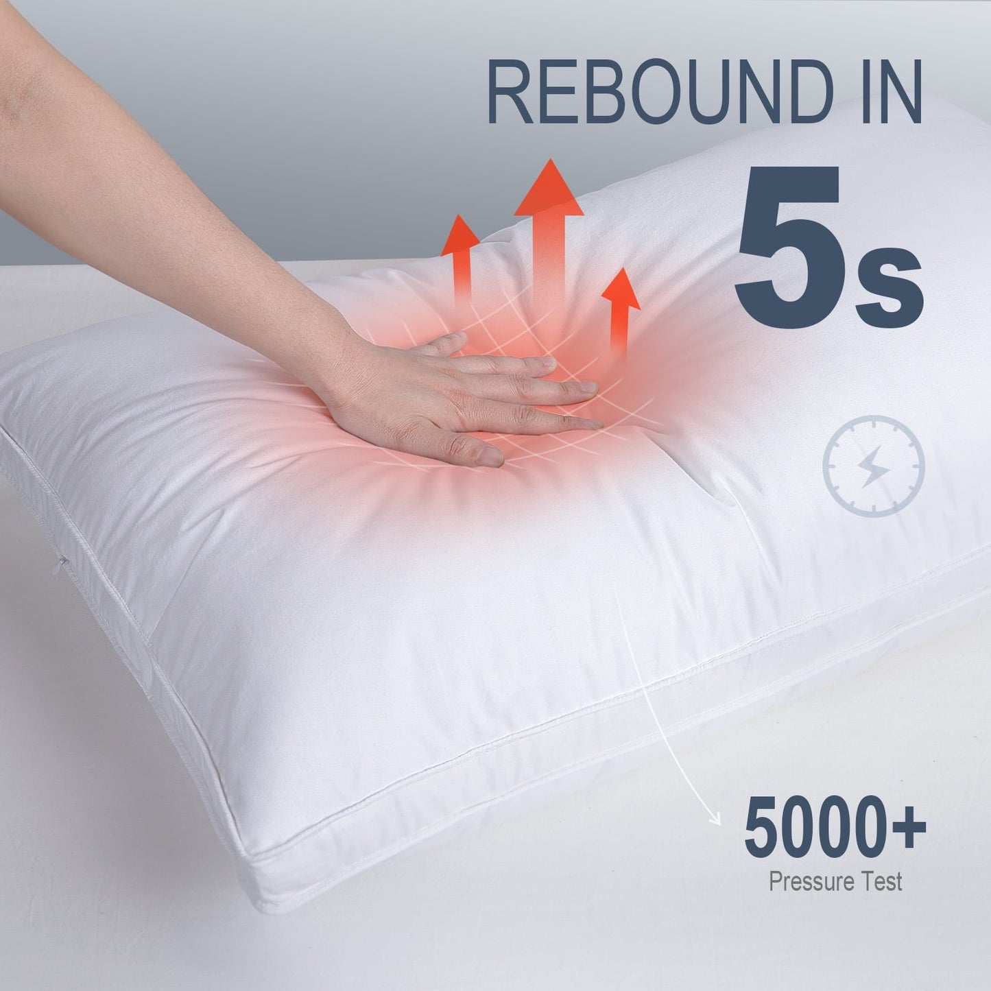 Orthopedic Support Goose Feather & Down Pillow King Size 20"x36" – Hotel Quality Bed Pillow for Sleeping, 100% Organic Cotton Cover, Hyp... - Orthopedic Shredded Foam Bed Pillow Set Detail
