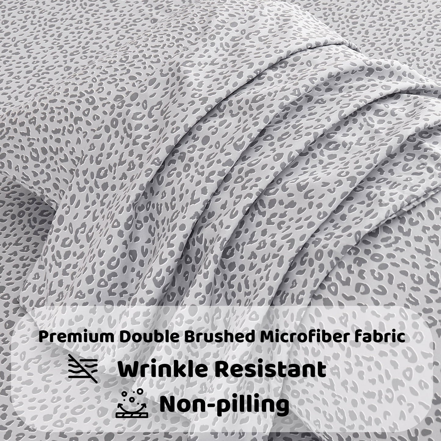 Wrinkle-Resistant Floral King Sheets, Soft Breathable Microfiber Printed Bed Sheet Set, Deep Pocket Non-Slip Fitted Sheet Included - Luxury Bed Sheet Set with Deep Pockets Detail