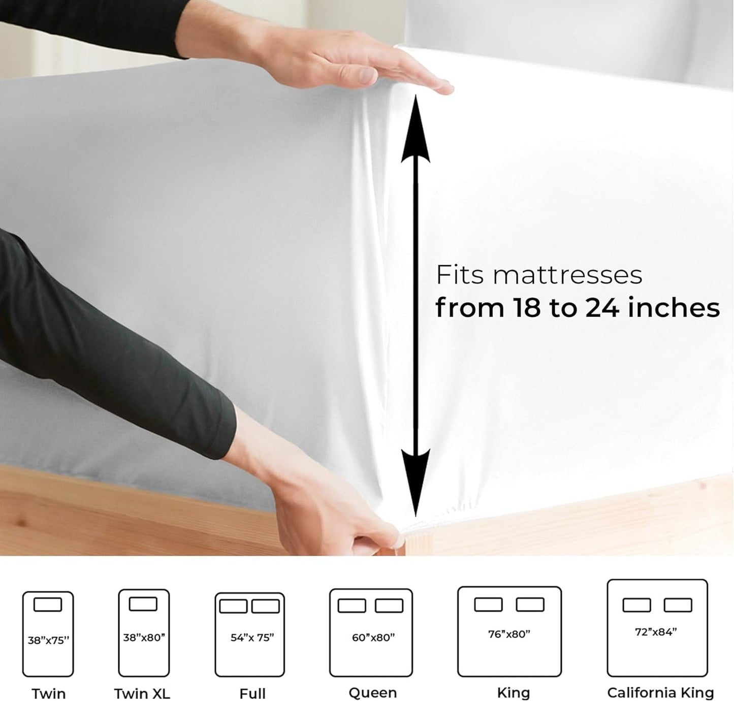 Wrinkle-Resistant 6-Piece Extra Deep Pocket Sheet Set With Extra Matching Pillowcases - King Size Bed Sheets Fits 18"-24" Ma... - Breathable Egyptian Cotton Flat & Fitted Sheets Detail