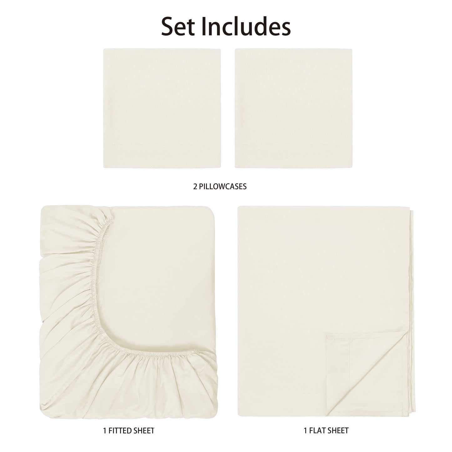 Cooling Sateen Basic Value Microfiber Bed Sheet Set, Vanilla Dream, Full, 4 Piece - Luxury Bed Sheet Set with Deep Pockets Detail