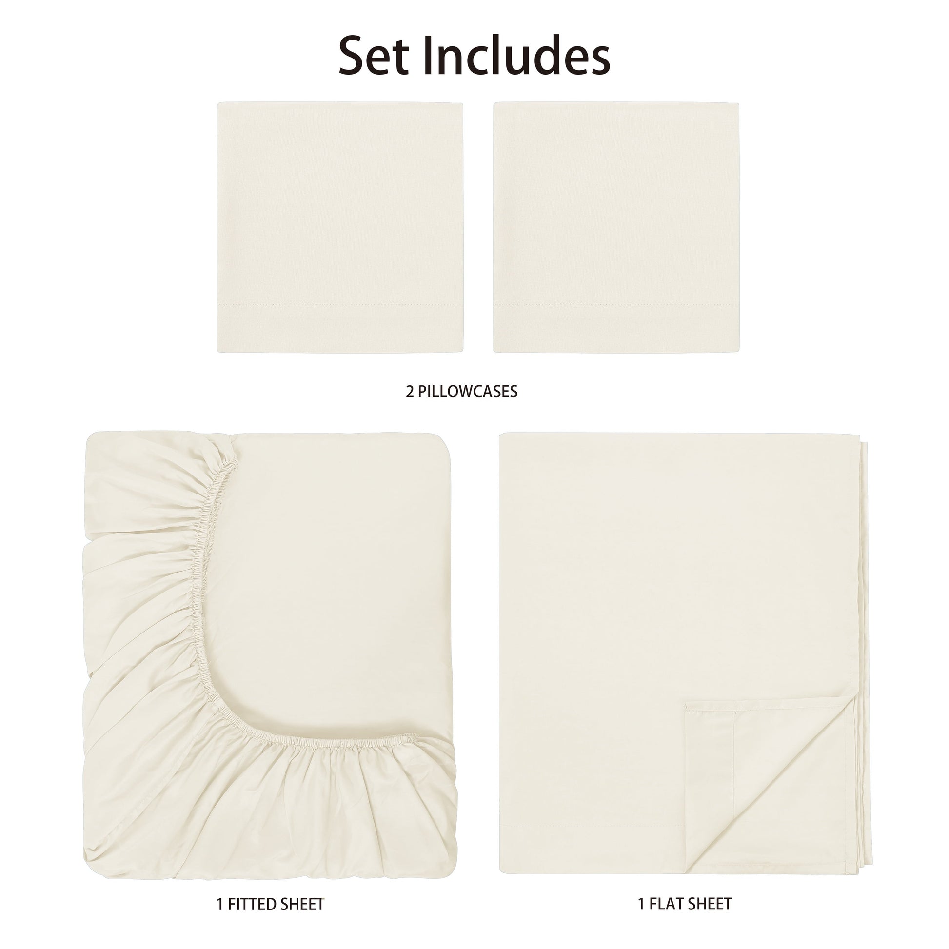Cooling Sateen Basic Value Microfiber Bed Sheet Set, Vanilla Dream, Full, 4 Piece - Luxury Bed Sheet Set with Deep Pockets Detail