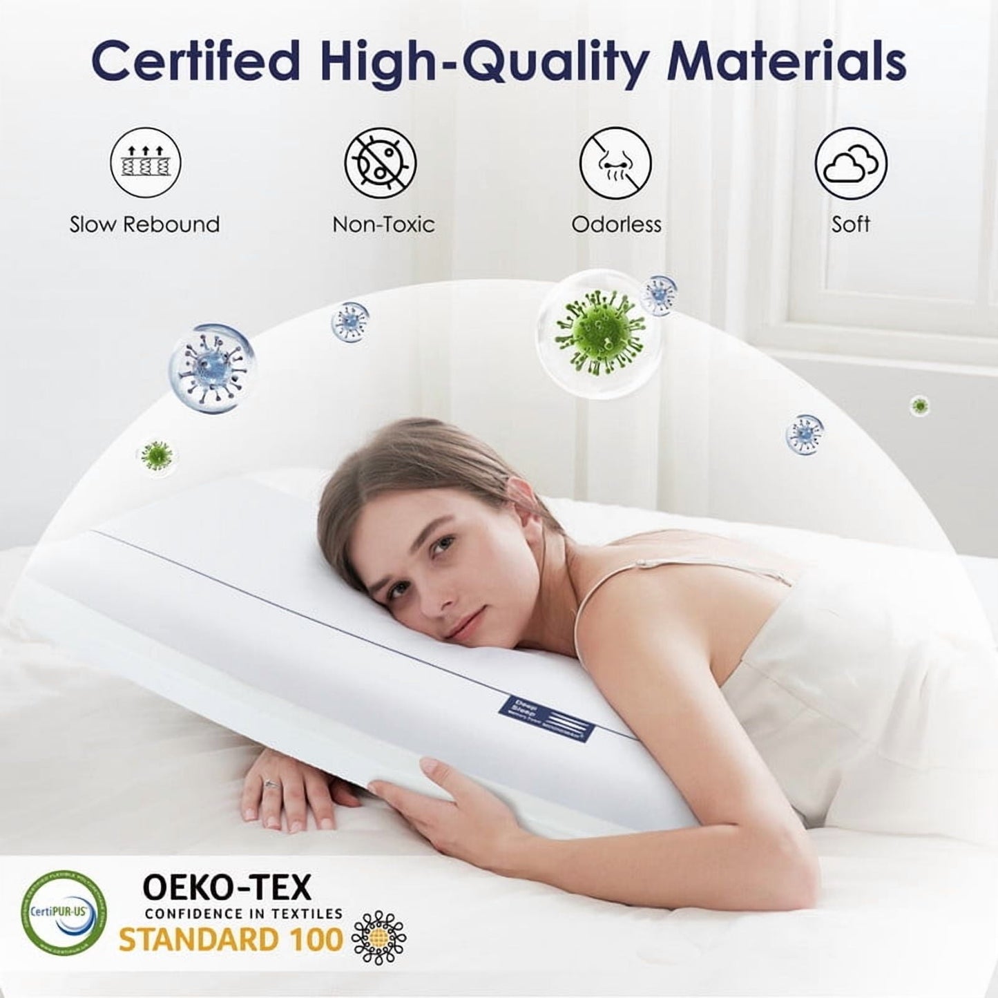 Hotel Collection Cooling Memory Foam Bed Pillow for Neck Pain Relief, Two-Sided Cooling Pillow for Back, Stomach and Side Sleepers, Tw... - Decorative Throw Pillow Cushion for Sofa & Bed Detail