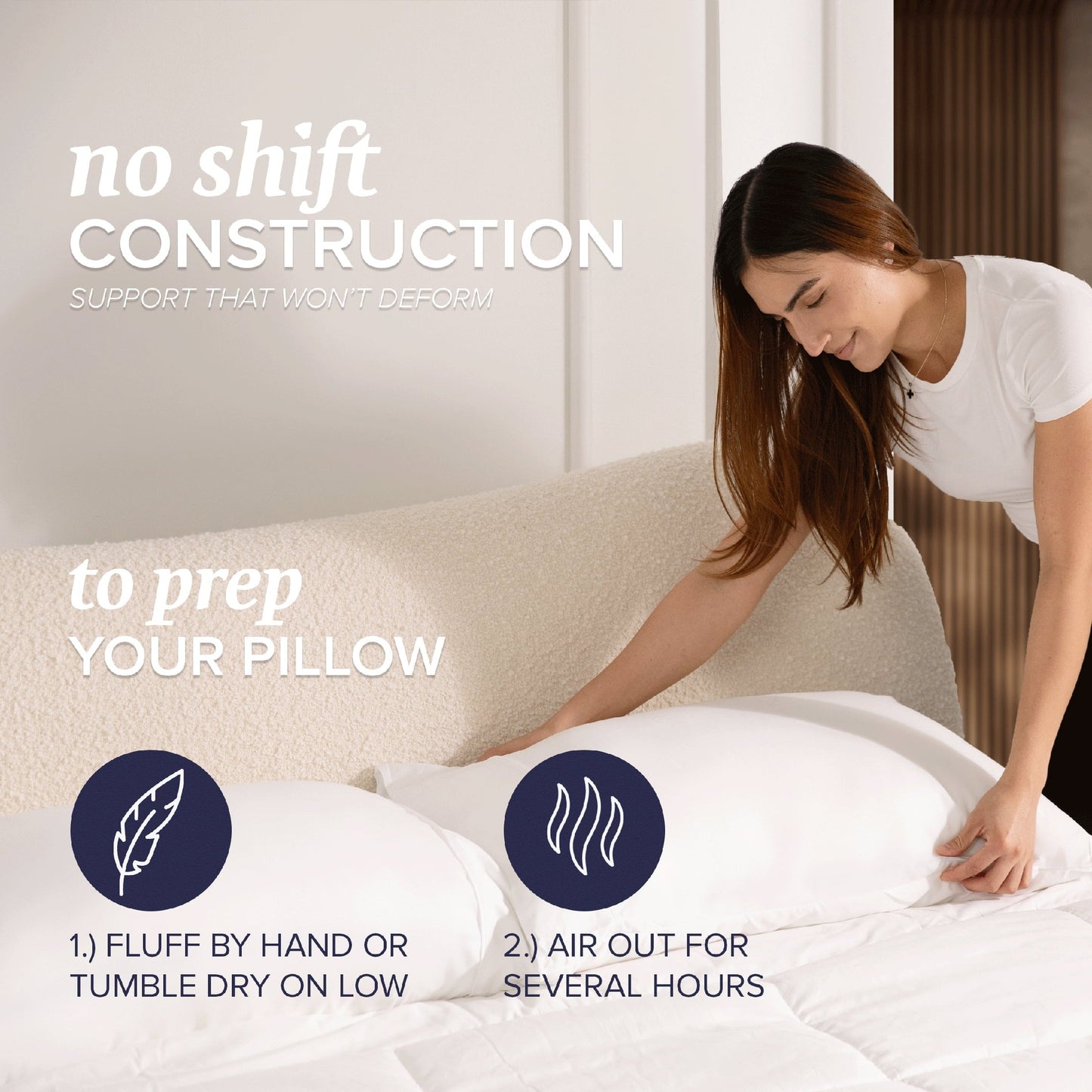 Fluffy Shredded Customizable Down Alternative Queen Pillow 1 Pack, Adult - Hotel Quality Plush Sleeping Pillows Detail