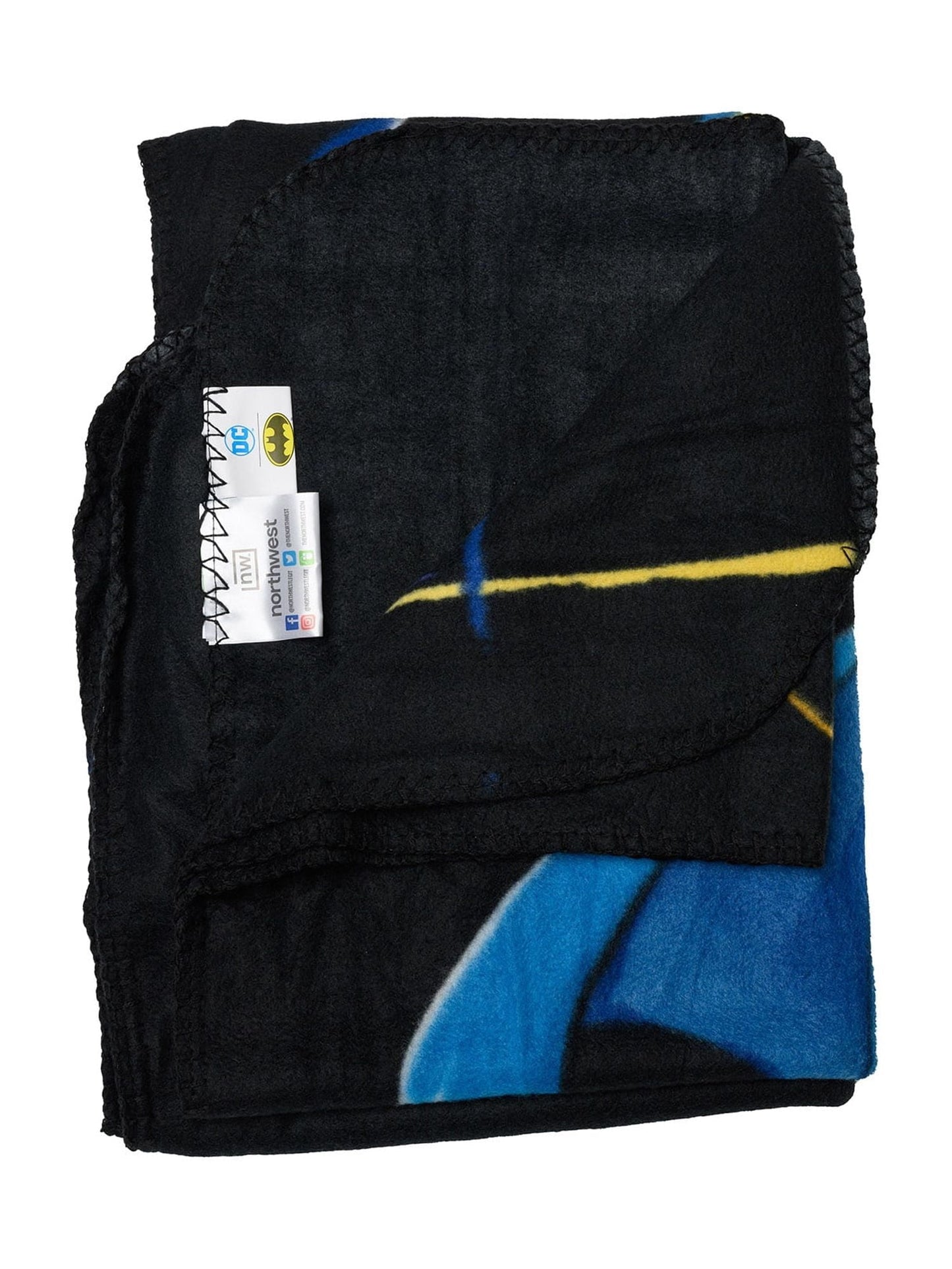 Reversible Sherpa Throw Blanket 45" x 60" Dark Knight Superhero - Luxury Knitted Decorative Throw Blanket with Fringes Detail
