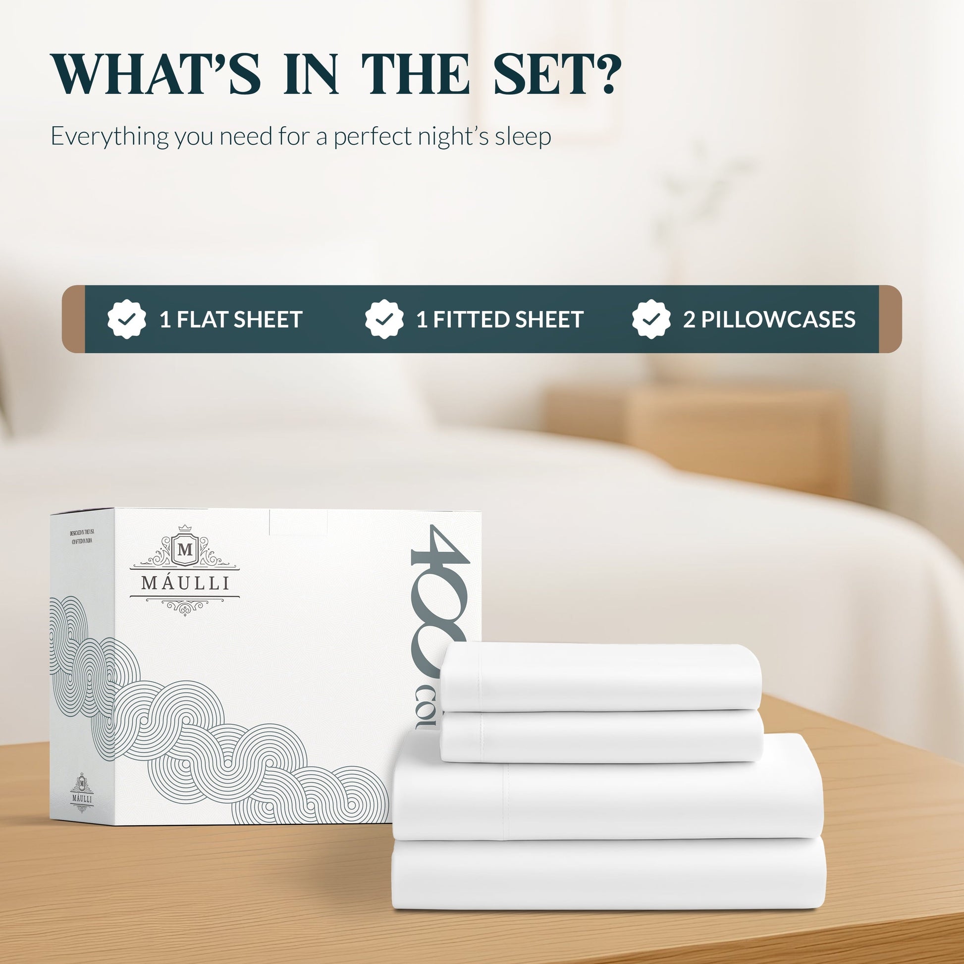 Cooling Sateen 100% Cotton Sheets For Queen Size Bed - Luxury 400 Thread Count Queen Sheet Set, 4 Piece Sateen Weave Queen White Cot... - Luxury Bed Sheet Set with Deep Pockets Detail
