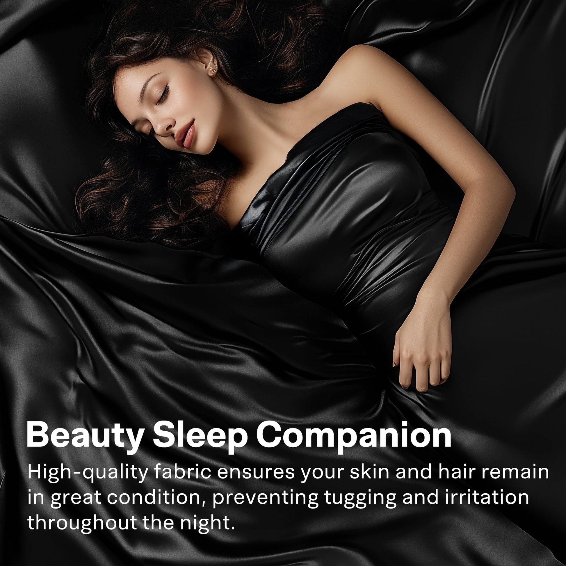 Cooling Sateen Queen Silk Black Bed Sheet Set,4 Pieces 1800 Microfiber 2 Pillowcase 20"x30" - Cooling Hotel Quality Bedding Sheets and Pillowcases Detail