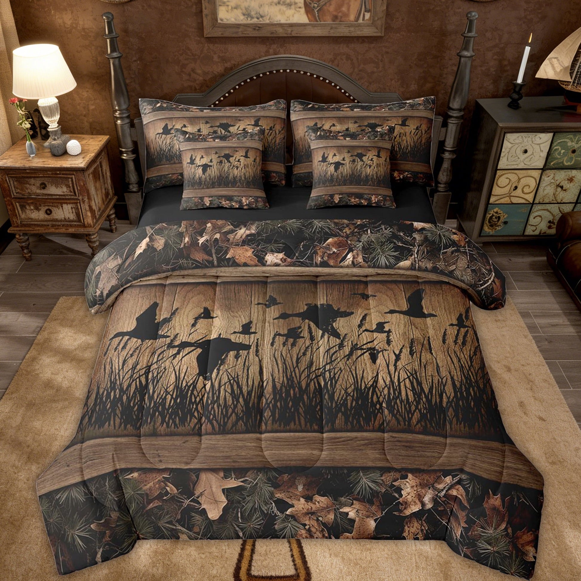 Heavyweight Warmth 7 Piece Camo Mallard Duck Comforter Set With Sheets Men Rustic Farmhouse Cabin Bed In A Bag Full,Hunting Woodland Duc... - Cloud-Like Soft Lightweight Bed Comforter - Default Title