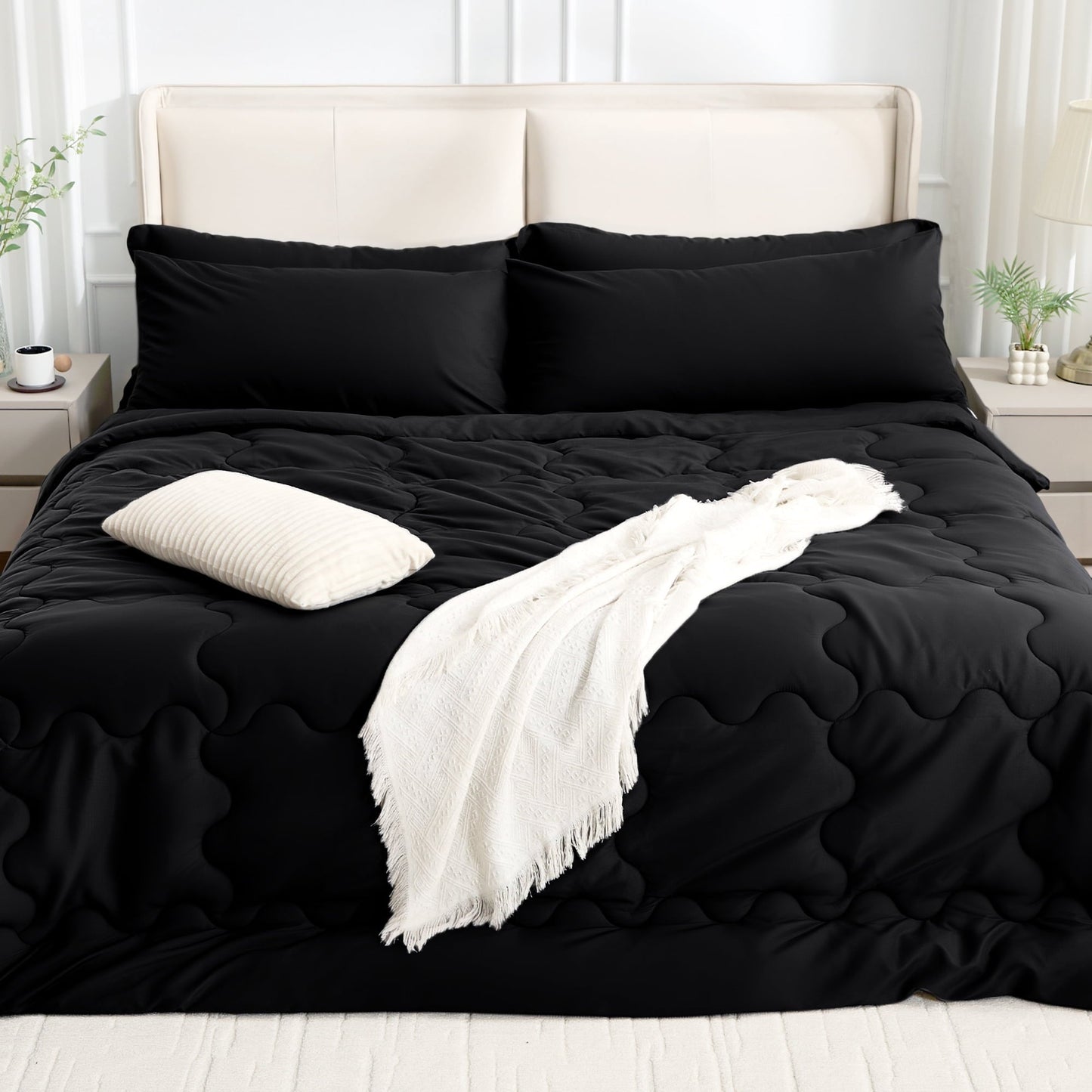 All-Season 7 Pieces Comforter Set Full，Bed in A bag，All Seasons Bedding sets with Comforter,Fitted Sheet,Flat Sheet,Pillowcases ... - Hypoallergenic Ultra-Fluffy Quilt for Winter Detail
