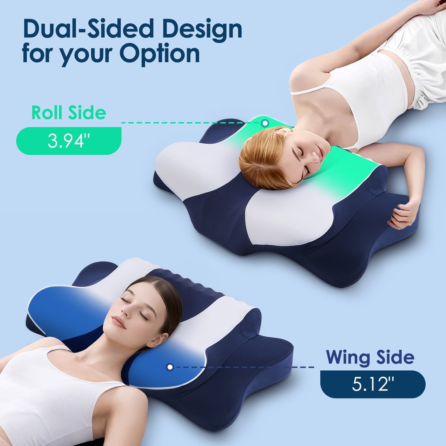 Ergonomic Memory Foam Cervical Neck Pillow for Pain Relief Sleeping, Memory Foam Pillow Neck Pillow Bed Pillow with Pillowcase for Side Bac... - Hotel Quality Plush Sleeping Pillows Detail