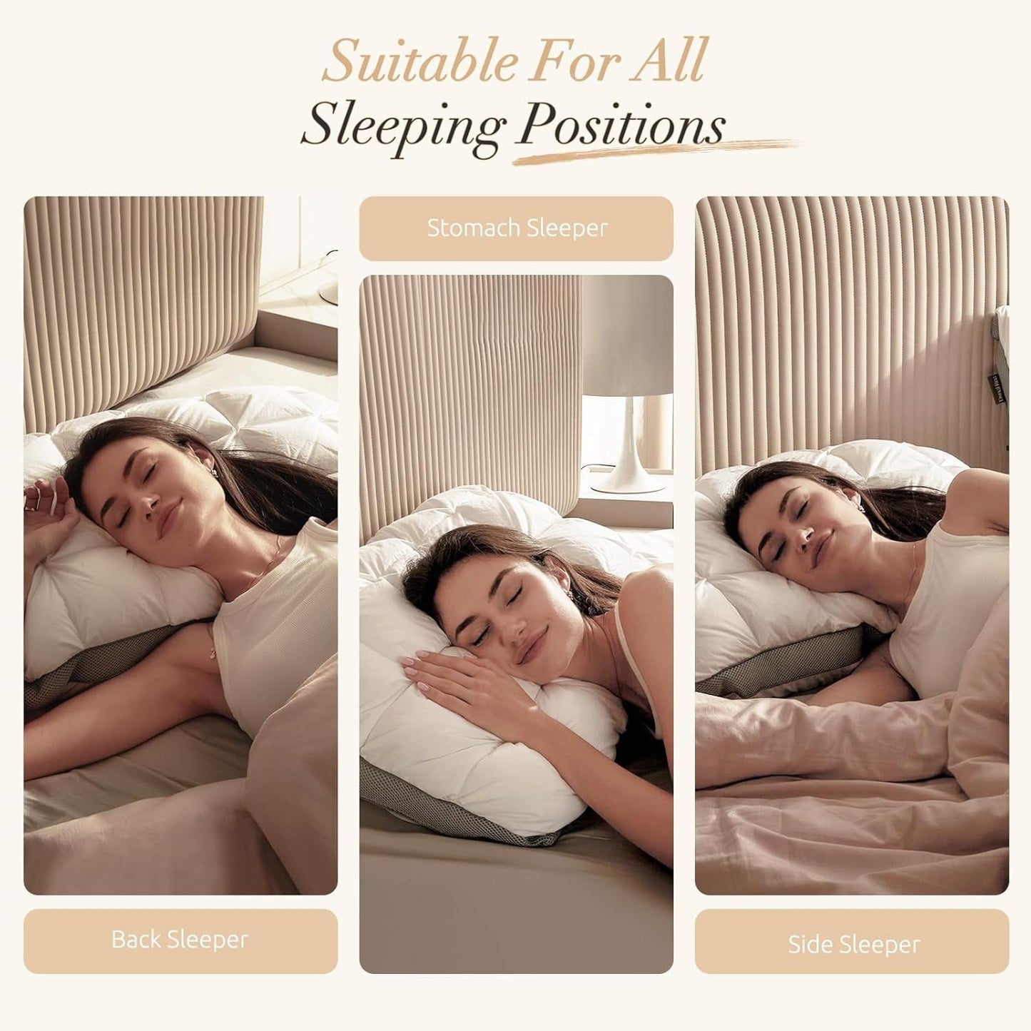 Orthopedic Support Hotel Cervical Pillow for Sleeping – Ergonomic Contour Neck Support Bed Pillow, Fluffy and Supportive for Side, Back ... - Decorative Throw Pillow Cushion for Sofa & Bed Detail