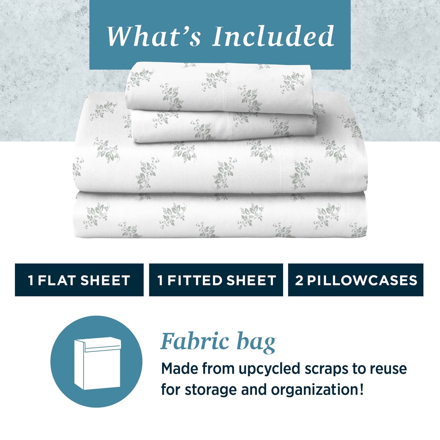 Breathable Luxury 100% Cotton Percale 4-Piece Queen Size Deep Pocket Printed Bed Sheets Set, 1 Fitted, 1 Flat Sheet with 2 Pillowcases,... - Premium Ultra-Soft Pillowcase Pair for Sleeping Detail