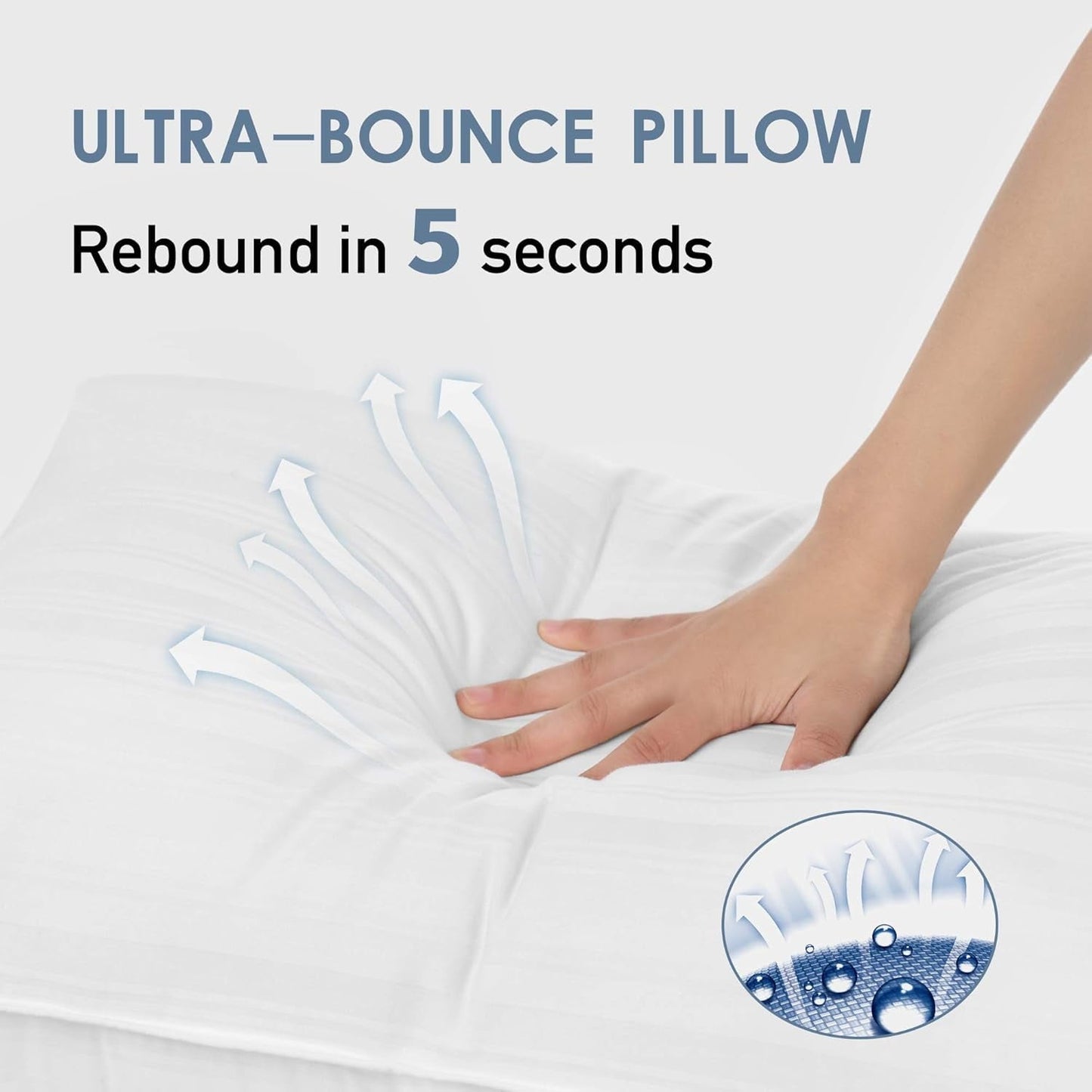 Decorative Plump Pillow for Beds 2 Pack Queen Size Pillows Set of 2 Hypoallergenic Hotel Down Alternative Pillow for Side and Back Sle... - Hotel Quality Plush Sleeping Pillows Detail