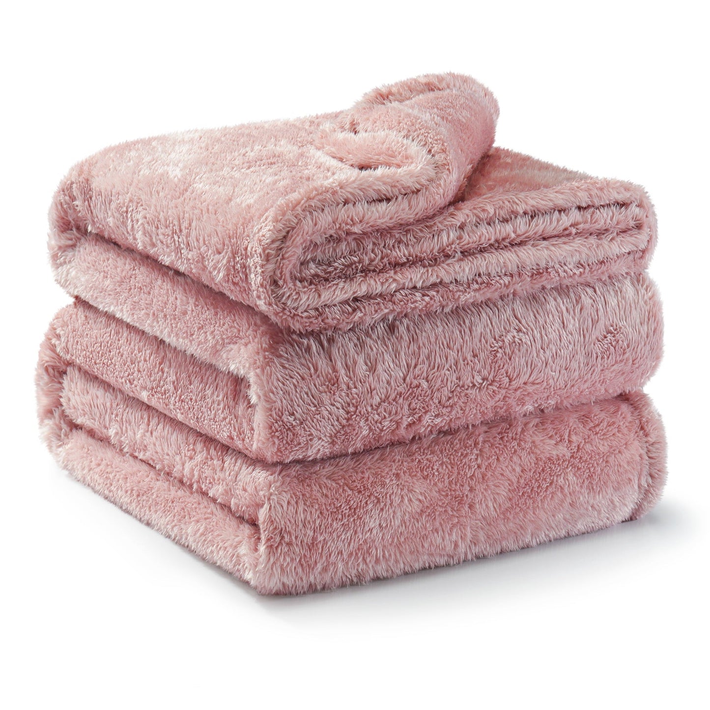 Cozy Fleece Plush Fuzzy Large Fleece Throw Blanket (50" x 70", Dusty Pink)- Soft, Warm and Lightweight - Super Soft Reversible Sherpa Flannel Blanket Detail