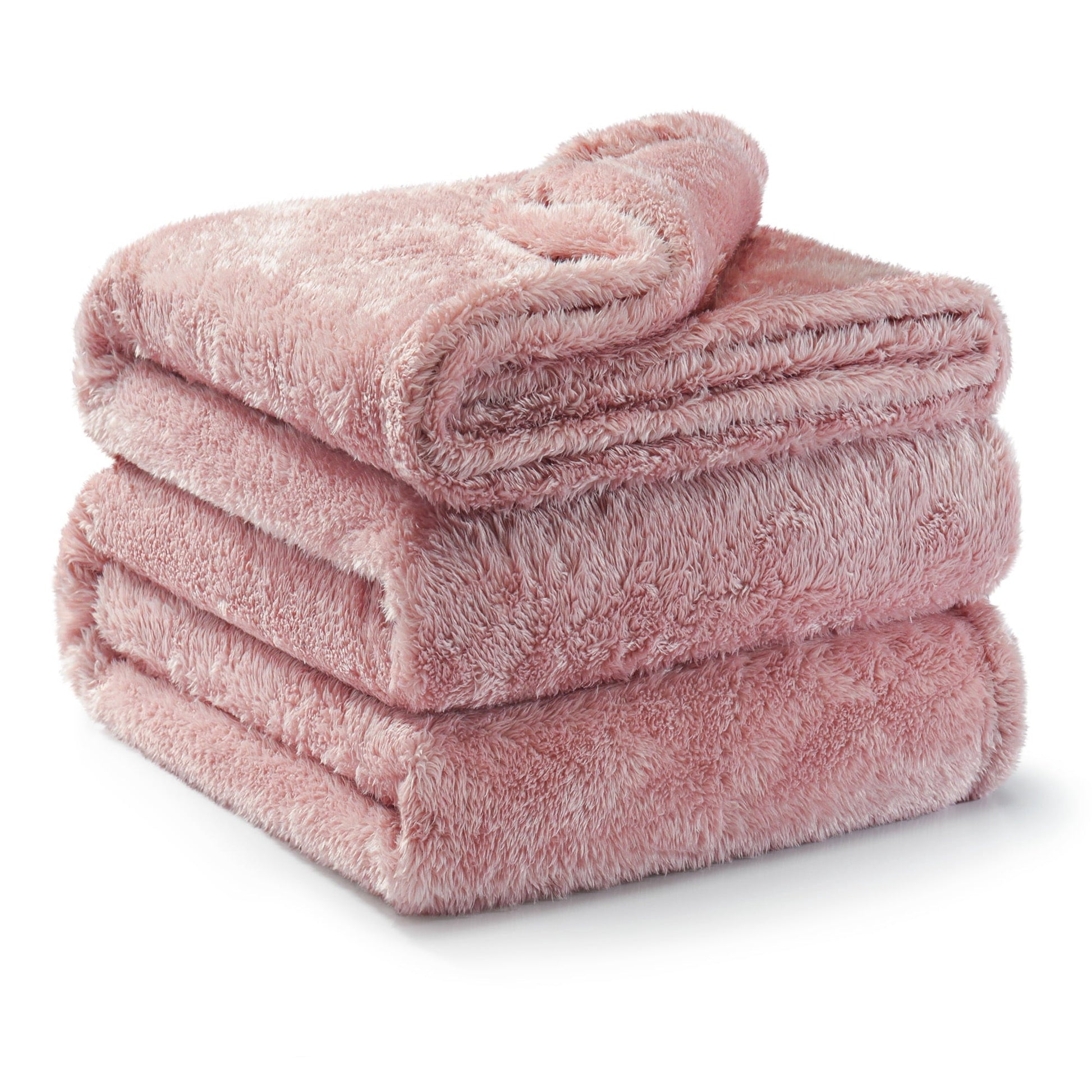 Cozy Fleece Plush Fuzzy Large Fleece Throw Blanket (50" x 70", Dusty Pink)- Soft, Warm and Lightweight - Super Soft Reversible Sherpa Flannel Blanket Detail