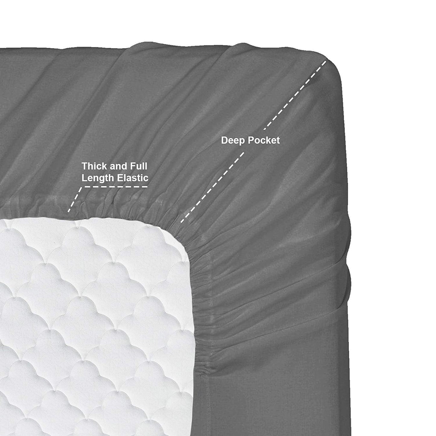 Wrinkle-Resistant 6 Piece 1800 Collection Bed Sheet Set with Extra Pillowcases, Deep Pockets Fitted Sheet, 100% Soft Microfiber, Hypoal... - Luxury Bed Sheet Set with Deep Pockets Detail