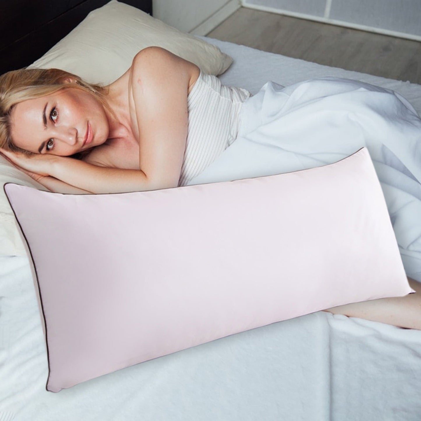 Hotel Collection Long Pillows For Bed King Clearance! 100*48cm White Gentle Support Soybean Pillow, Comfortable Breathable Bed Pillows... - Orthopedic Shredded Foam Bed Pillow Set Detail