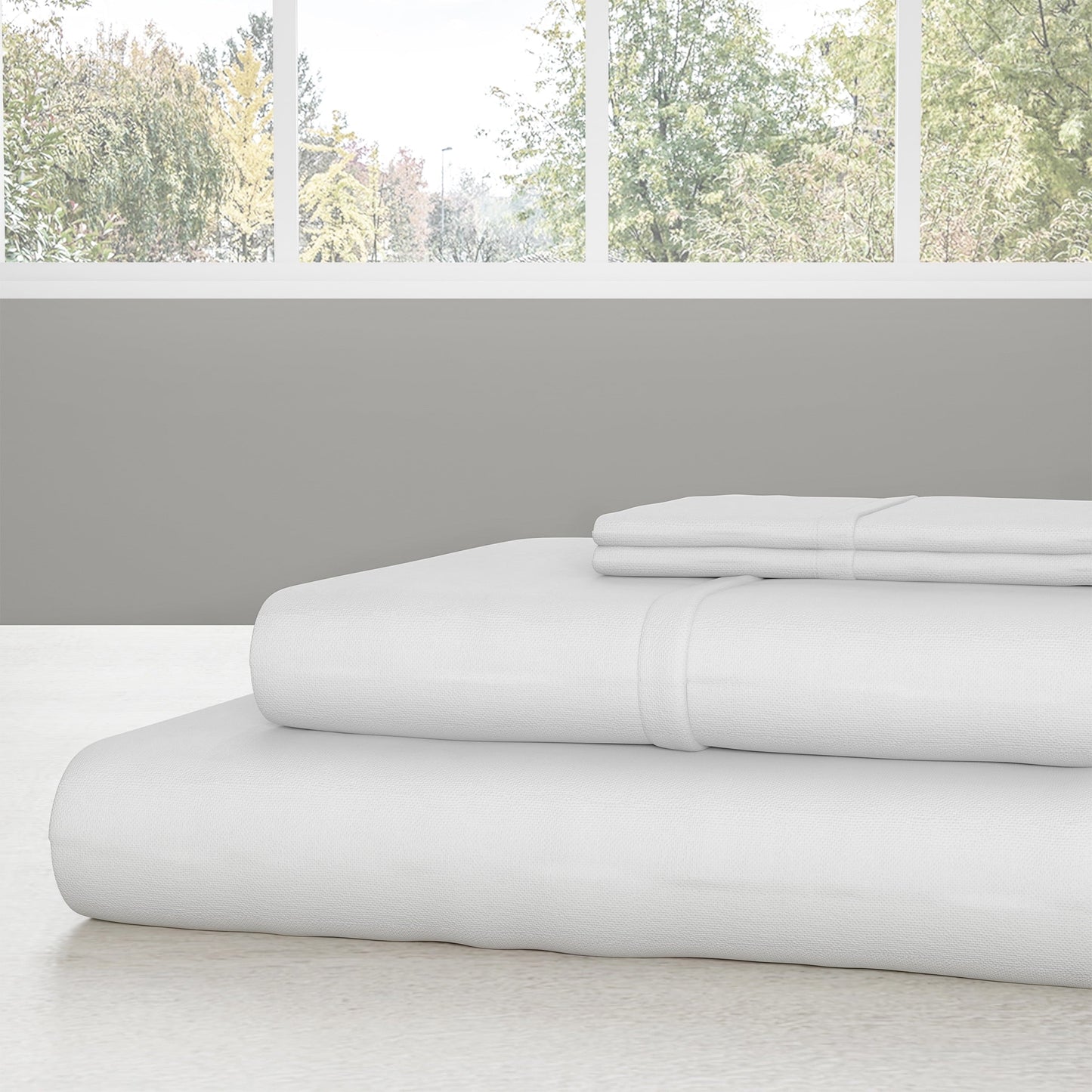 Breathable Luxury Set- 3 Piece Bed Linens-Fitted & Flat s, Plus A Pillowcase-Wrinkle, Stain & Fade Resistant (Twin, White) - Breathable Egyptian Cotton Flat & Fitted Sheets Detail