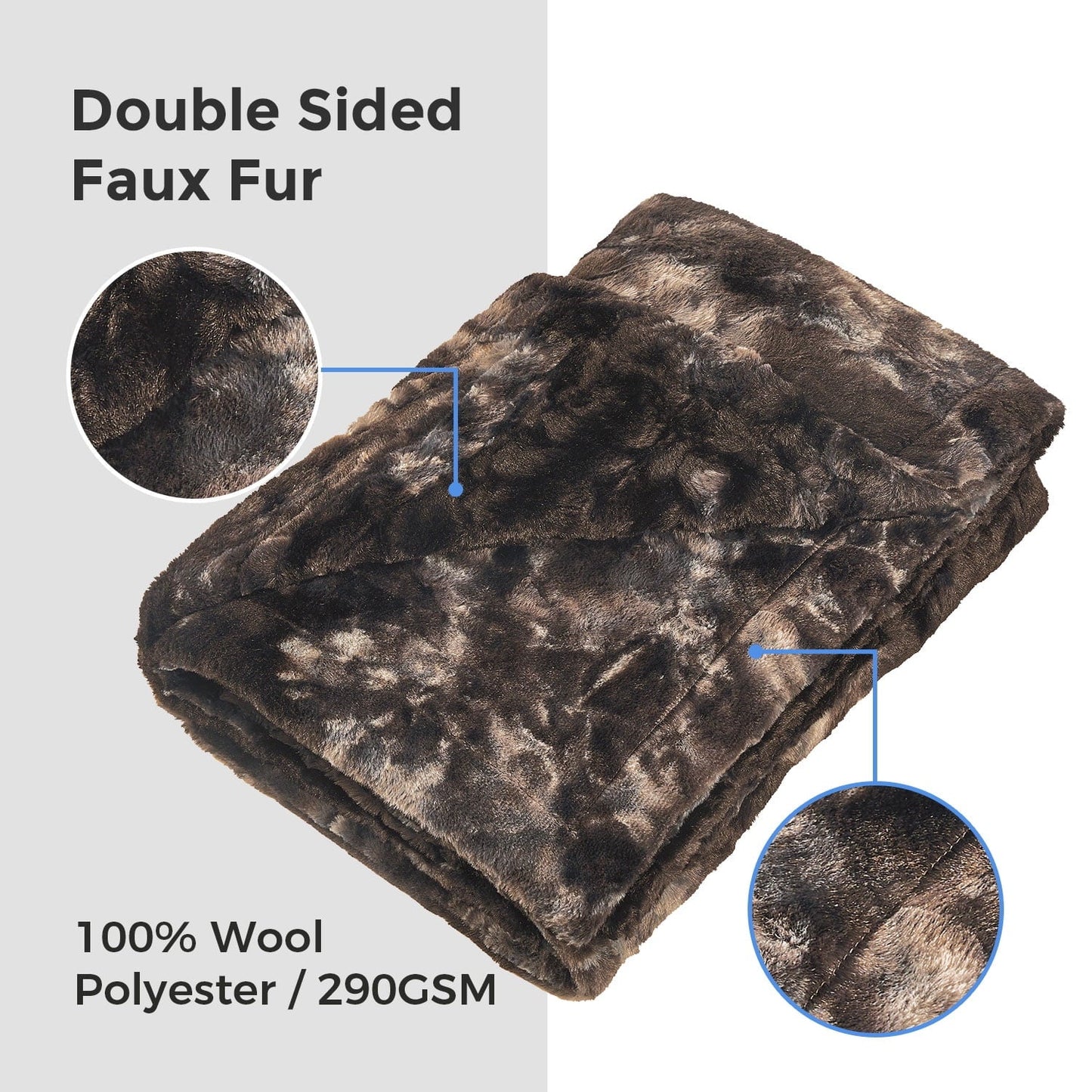 Reversible Sherpa Faux Rabbit Fur Throw Blanket- 50x60 inches, Soft Fluffy Cozy Warm Fuzzy Machine Washable, Durable Blanket for Couch ... - Cozy Fleece Throw Blanket for Couch & Bed Detail