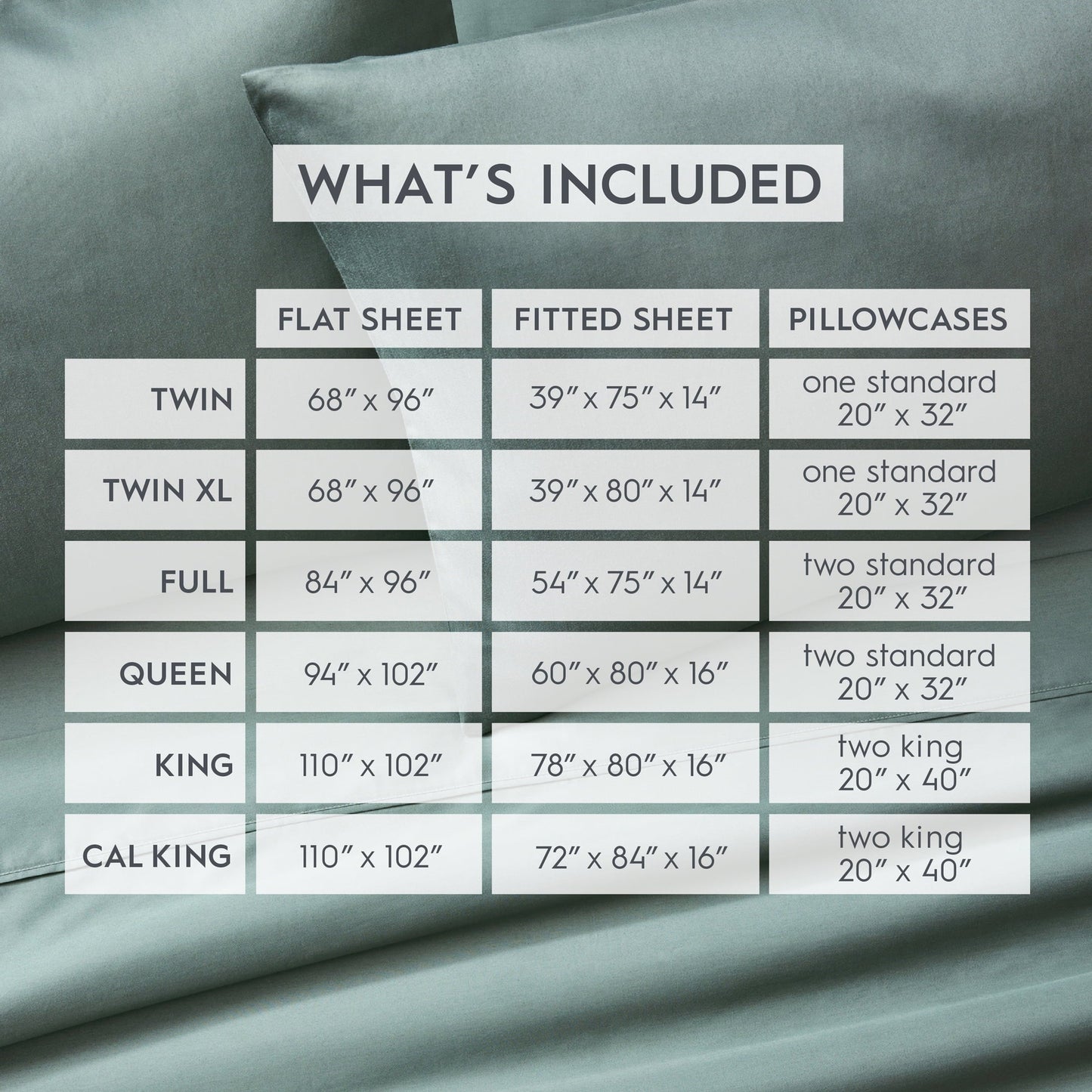 Premium Egyptian Cotton 4-Piece 300 Thread Count Green Ash Cotton Sateen Bed Sheet Set, Cali King - Breathable Egyptian Cotton Flat & Fitted Sheets Detail