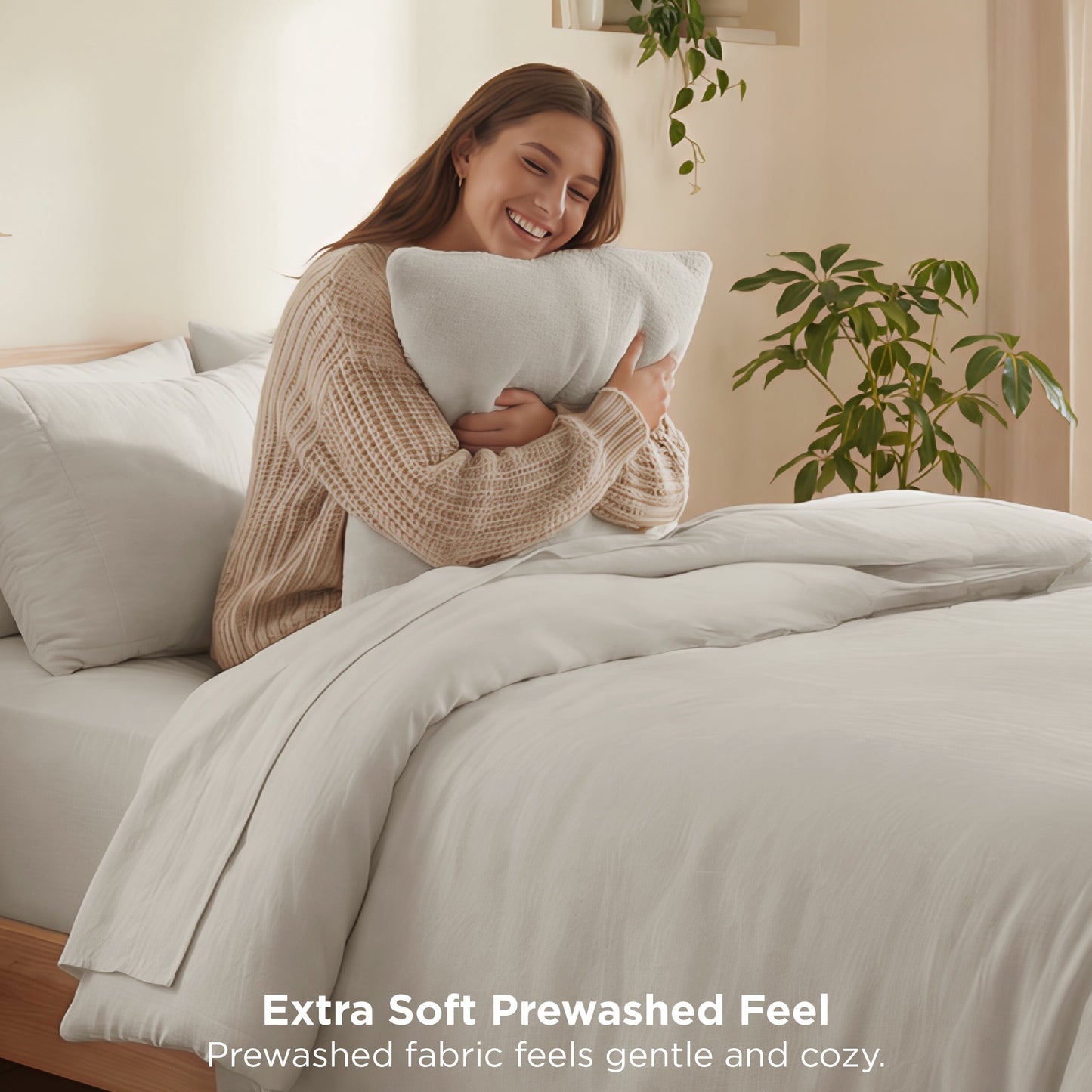Hypoallergenic Cloud 3 Pieces Queen Comforter Bedding Set, Beige Bed Comforter Set for All Seasons, 1 Lightweight Prewashed Comforter and ... - Hypoallergenic Ultra-Fluffy Quilt for Winter Detail