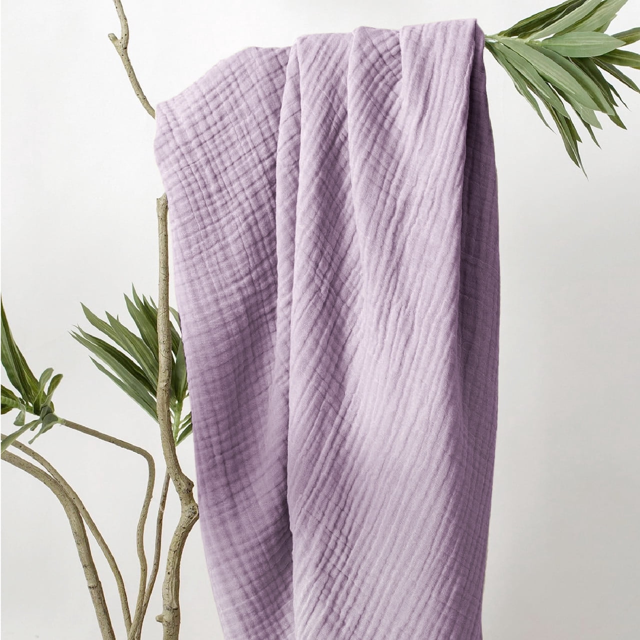 Reversible Sherpa 100% Cotton Muslin Blanket Large 50" x 70", 6 Layers Lightweight and Breathable Throw Blankets for Couch, Soft Coolin... - Super Soft Reversible Sherpa Flannel Blanket Detail
