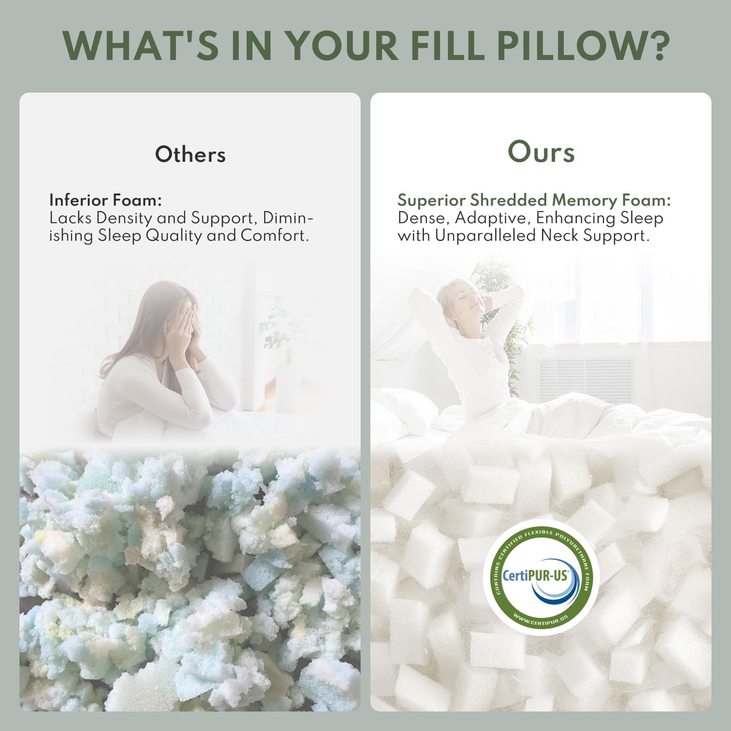 Orthopedic Support Cooling Memory Foam Queen Pillows for bed 2 Pack,Adjustable Support & Heat Dissipation Tech for Side,Back,Stomach & H... - Hotel Quality Plush Sleeping Pillows Detail