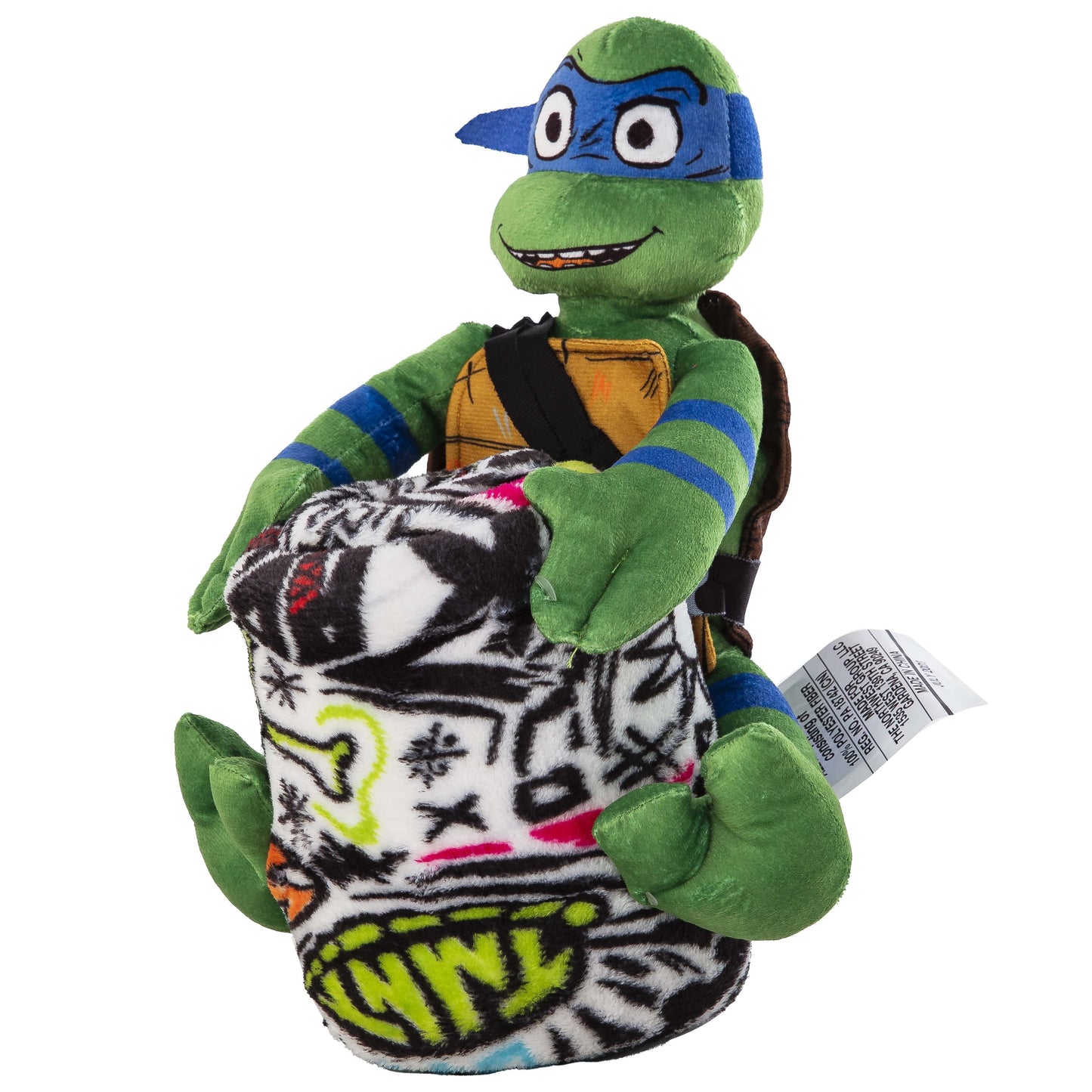 Decorative Knitted Teenage Mutant Tutles Sketched Out Kids Silk Touch Throw Blanket with Plush Hugger – Ultra Soft Plush Character Pillo... - Cozy Fleece Throw Blanket for Couch & Bed Detail