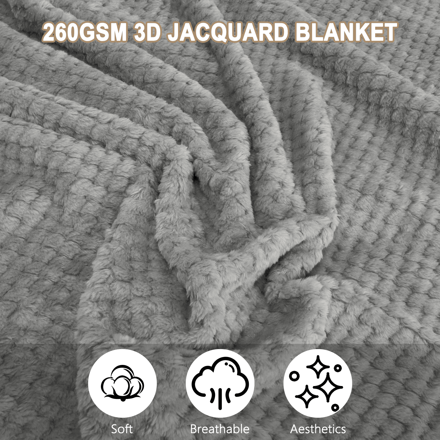 Cozy Fleece Soft Jacquard for Couch, Waffle Weave Fuzzy s for Home Decor, Lightweight and Warm Bed s for Bed Sofa Office Travel - Lightweight Plush Warm Blanket for All Seasons Detail