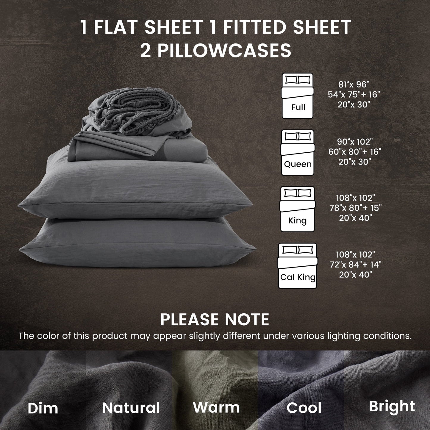 Wrinkle-Resistant Bed Sheets - Full Size Bed Sheets - Washed Microfiber - 4 Piece Hotel Luxury Bedding Sheets with Fitted Sheet, Flat S... - Cooling Hotel Quality Bedding Sheets and Pillowcases Detail
