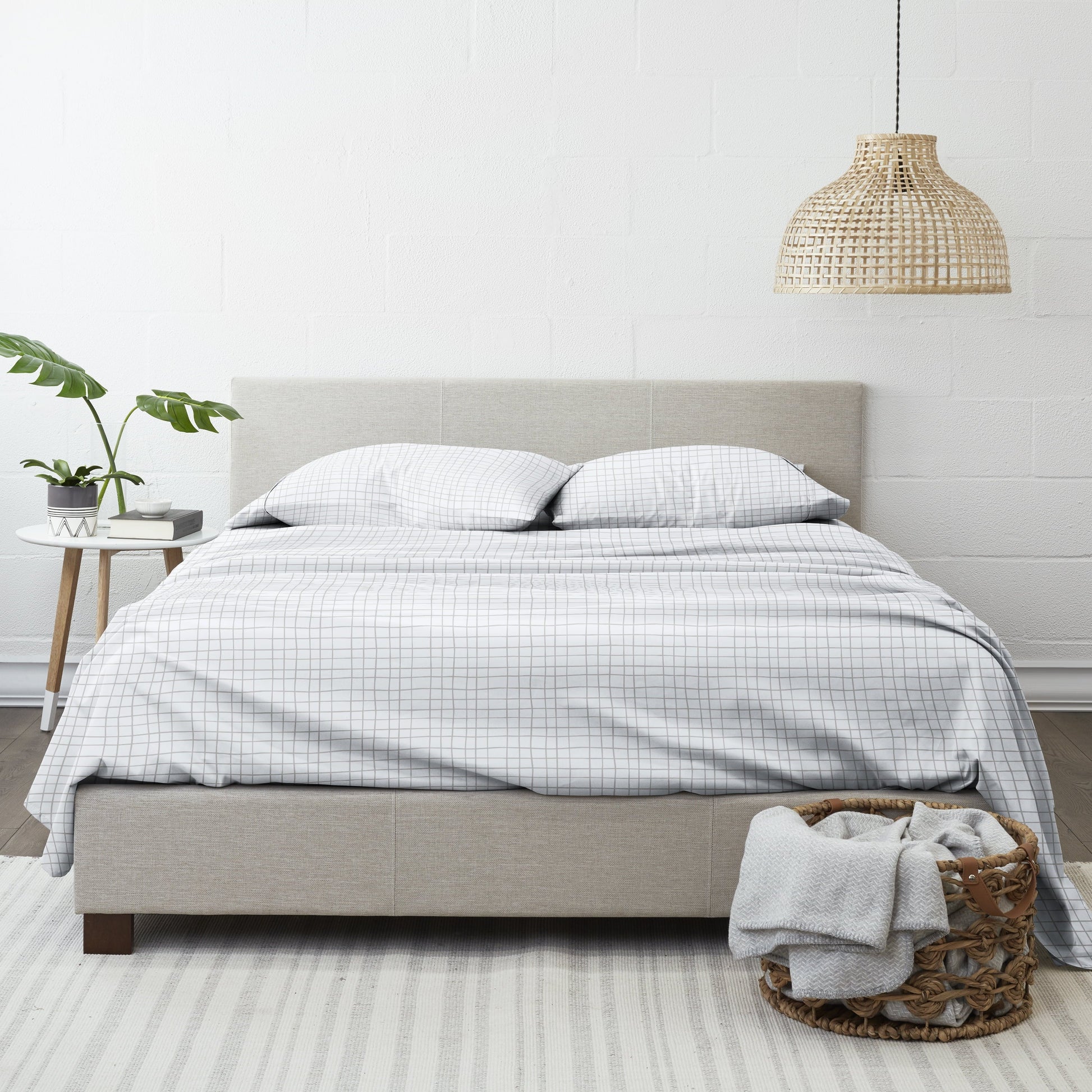 Wrinkle-Resistant 4 Piece Pattern Microfiber Bed Sheets Set, Light Gray Crossroad, Twin - Luxury Bed Sheet Set with Deep Pockets Detail
