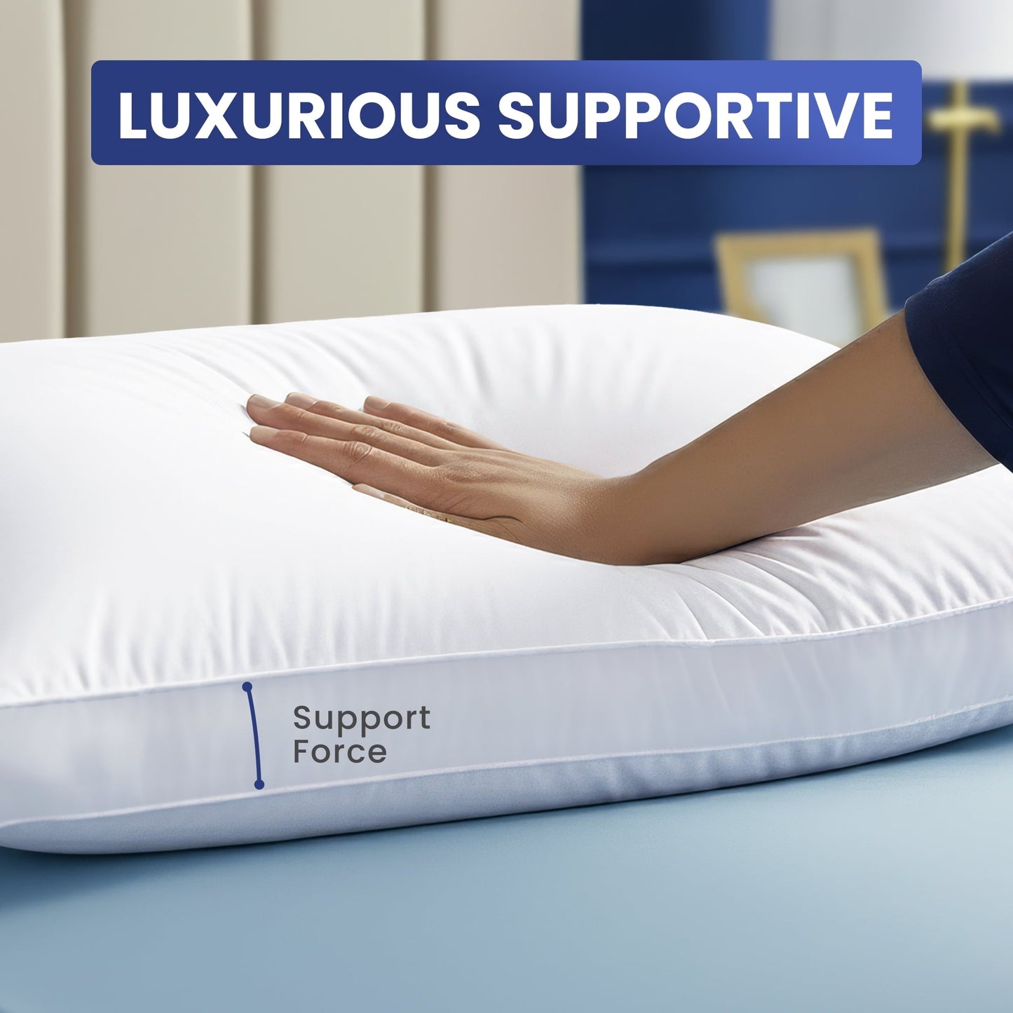 Fluffy Shredded Queen Bed Pillow, 26"L x 18" W, Set of 2, Soft and High-Quality, Gusseted Pillow for All Sleep Positions (White) - Hotel Quality Plush Sleeping Pillows Detail