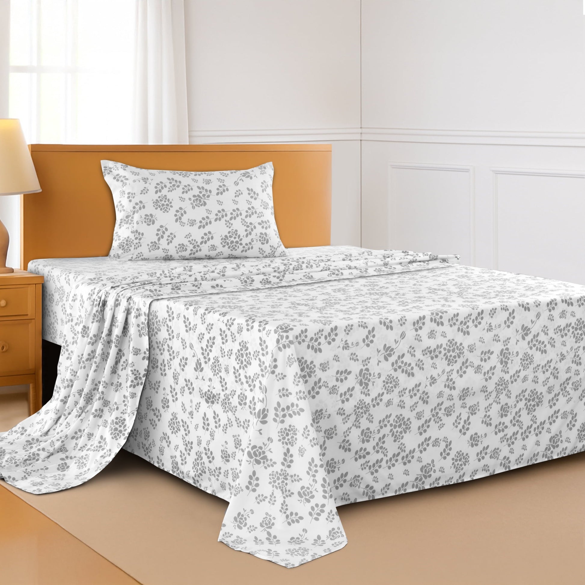 Breathable Luxury Lux Decor Twin Microfiber Bed Sheets - 3 Piece Floral Sheet Set, Soft Breathable Bedding, Wrinlkle Resistant, OEKO-TE... - Luxury Bed Sheet Set with Deep Pockets Detail